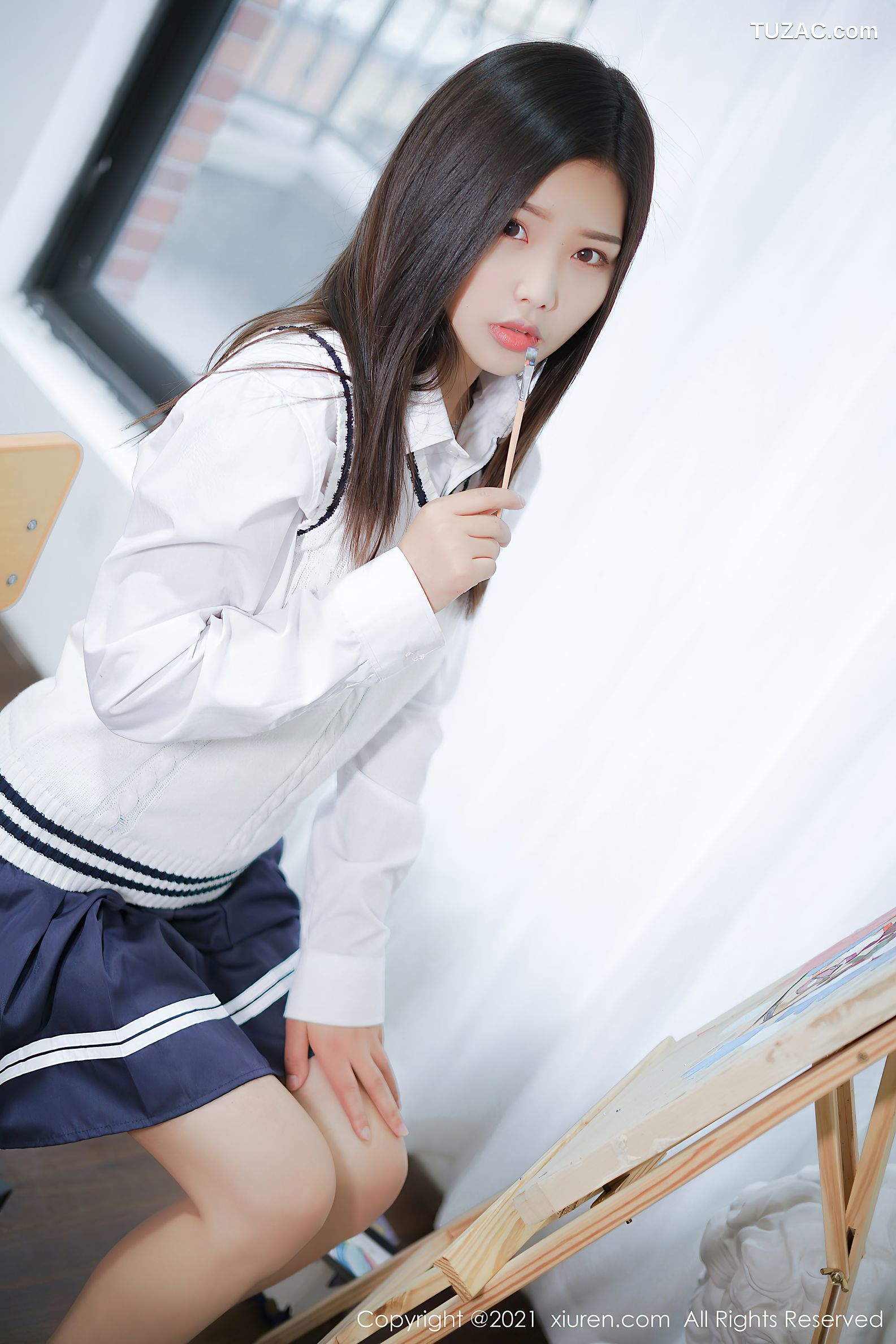 XiuRen秀人网-4013-星萌-清纯典雅校园制服主题性感白衬衫-2021.09.29