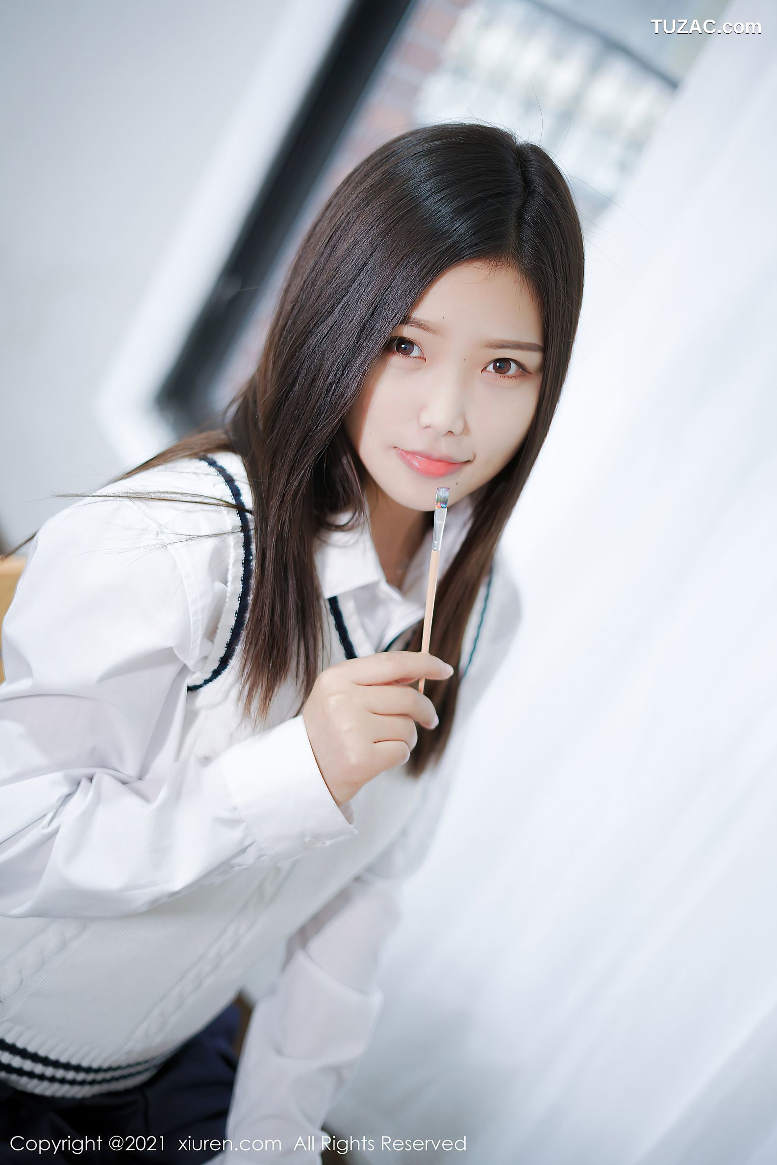 XiuRen秀人网-4013-星萌-清纯典雅校园制服主题性感白衬衫-2021.09.29
