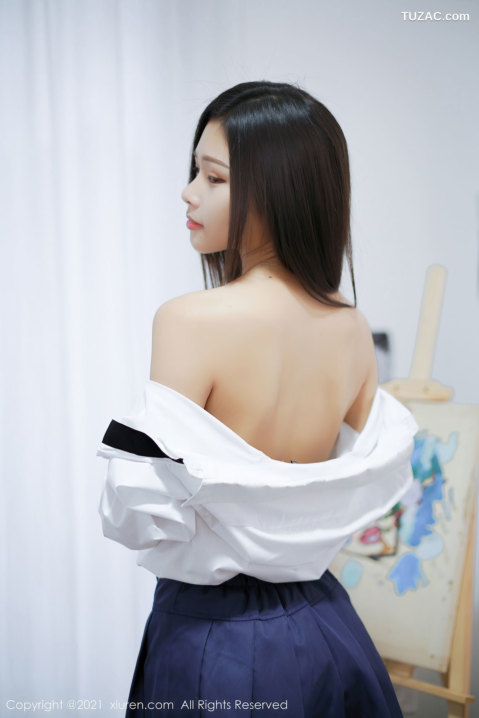 XiuRen秀人网-4013-星萌-清纯典雅校园制服主题性感白衬衫-2021.09.29