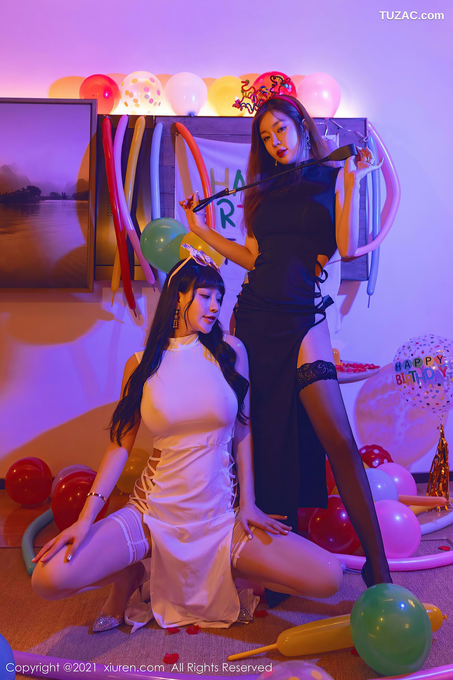 XiuRen秀人网-4025-王雨纯-朱可儿-生日party主题暗色灯光下-2021.09.30