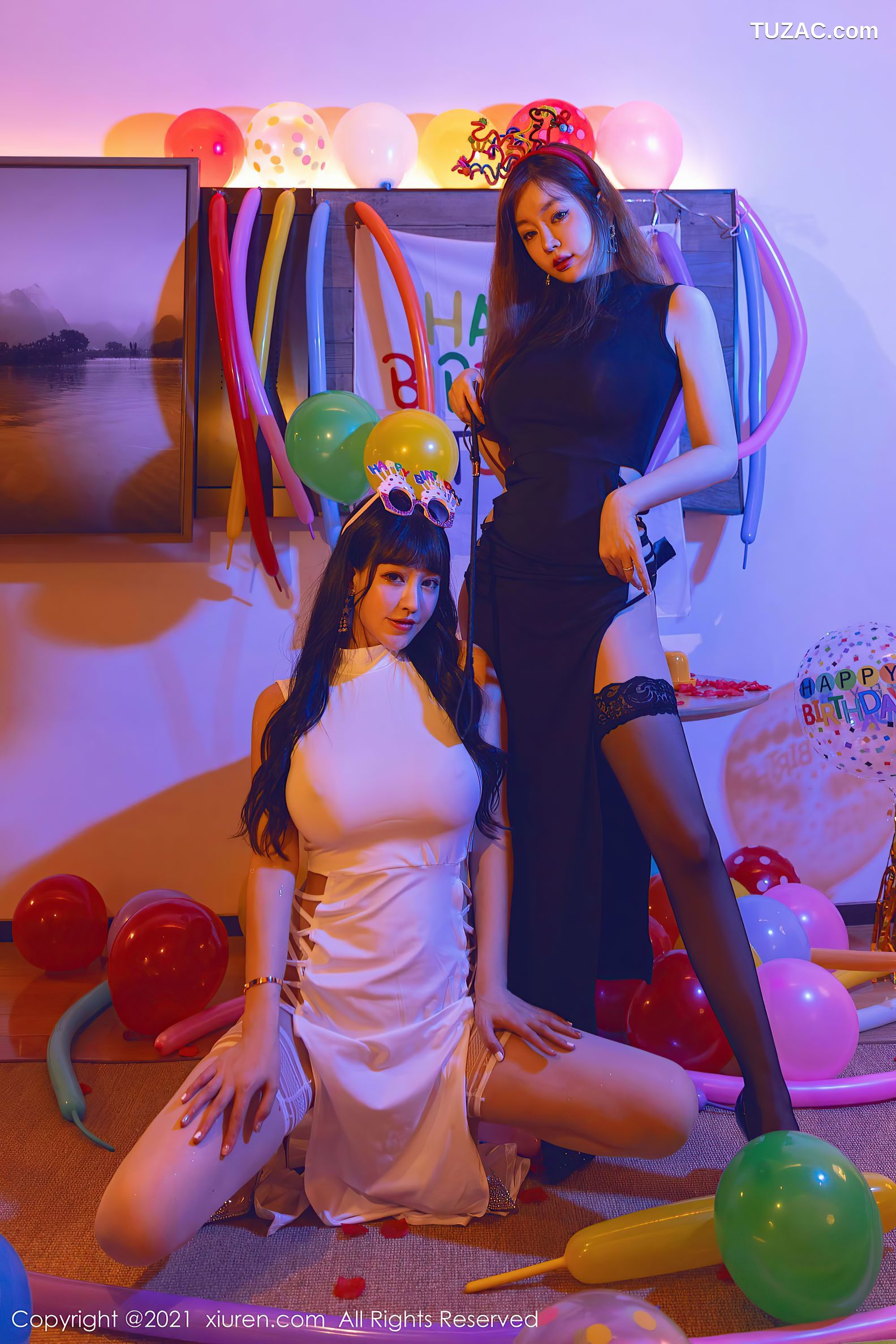 XiuRen秀人网-4025-王雨纯-朱可儿-生日party主题暗色灯光下-2021.09.30