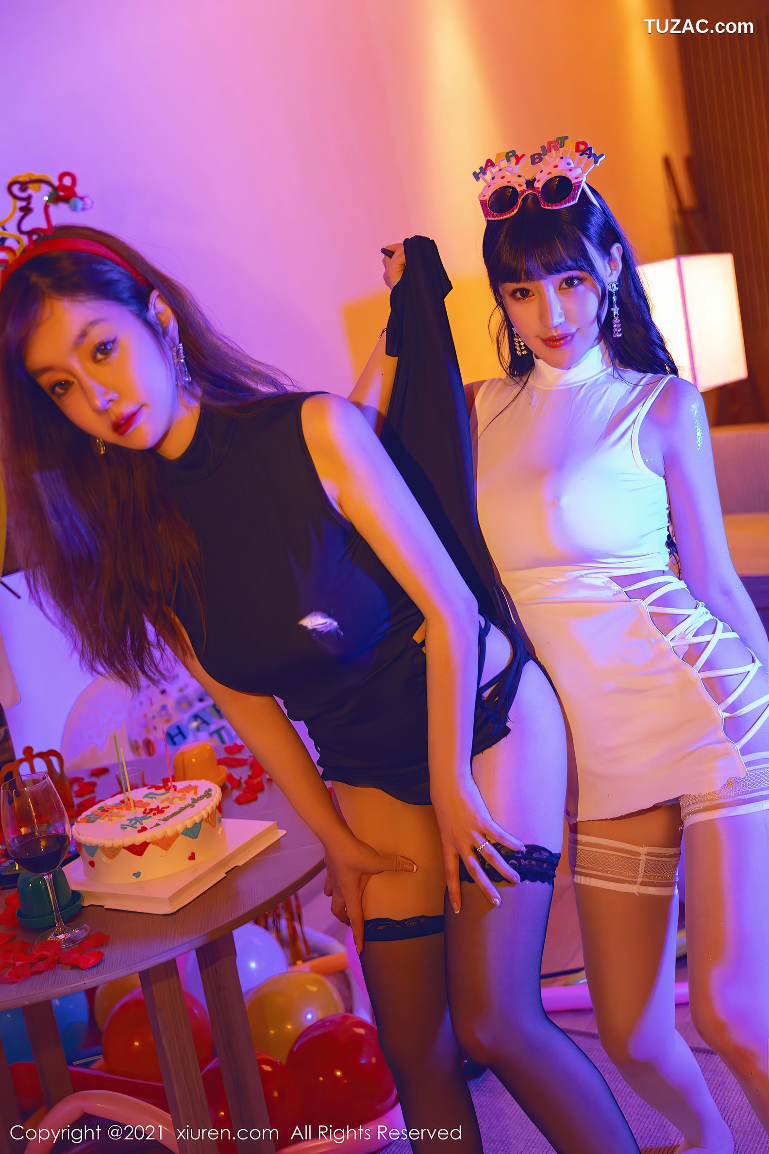 XiuRen秀人网-4025-王雨纯-朱可儿-生日party主题暗色灯光下-2021.09.30