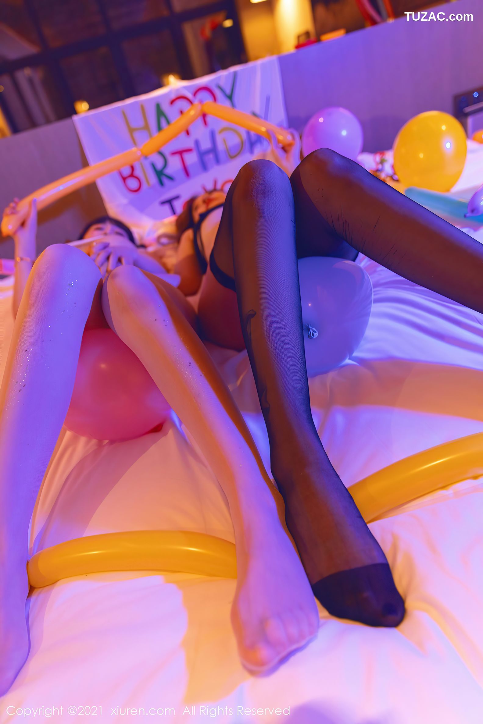 XiuRen秀人网-4025-王雨纯-朱可儿-生日party主题暗色灯光下-2021.09.30