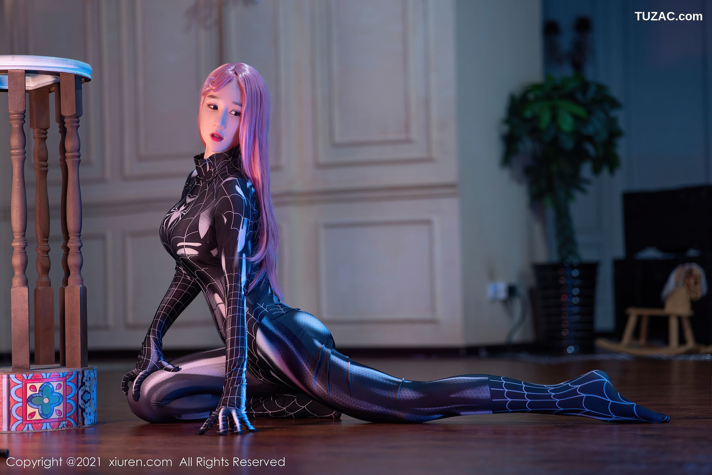 XiuRen秀人网-4070-顾乔楠Cora-蜘蛛侠主题薄透连体衣-2021.10.15