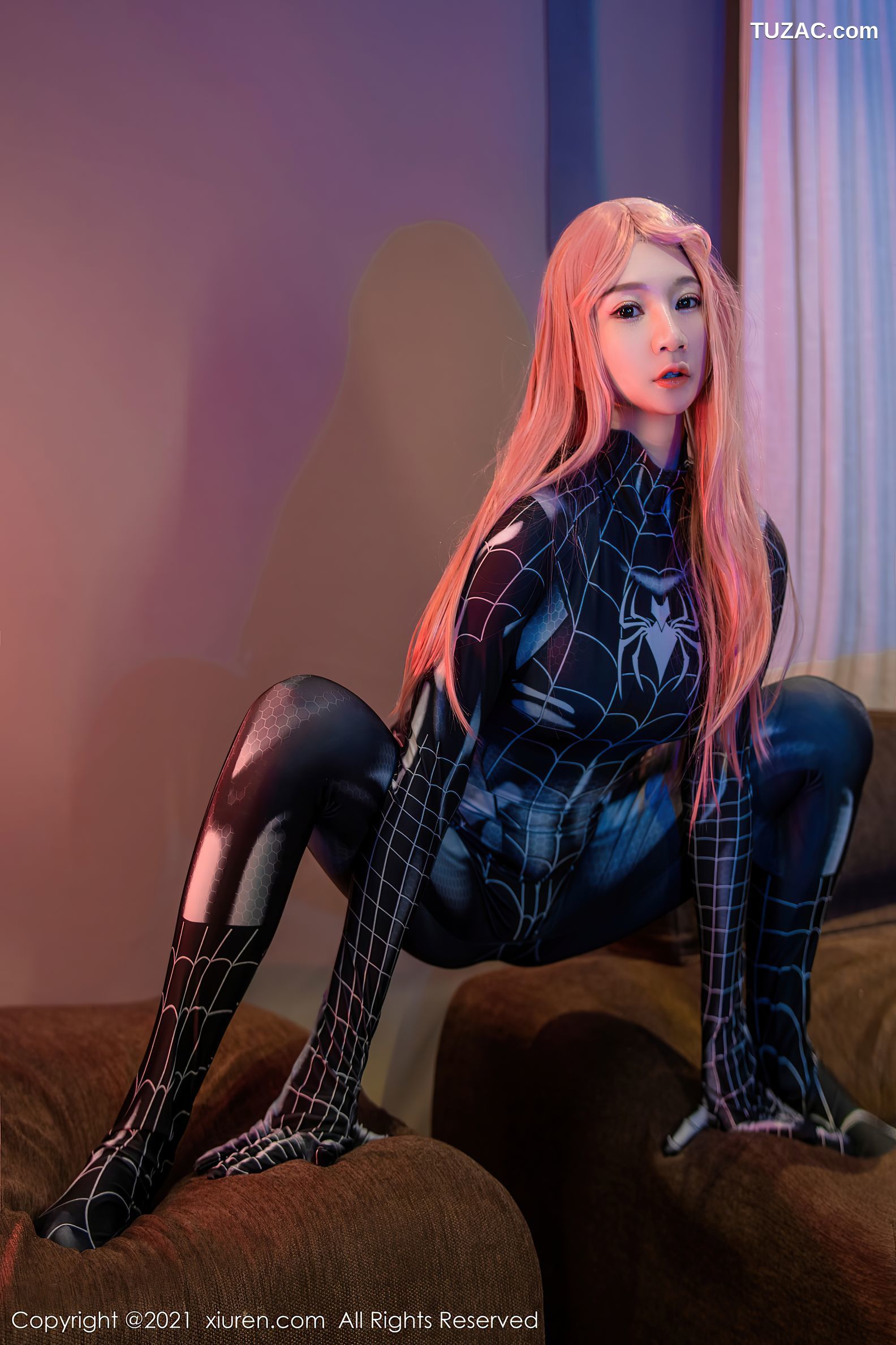 XiuRen秀人网-4070-顾乔楠Cora-蜘蛛侠主题薄透连体衣-2021.10.15
