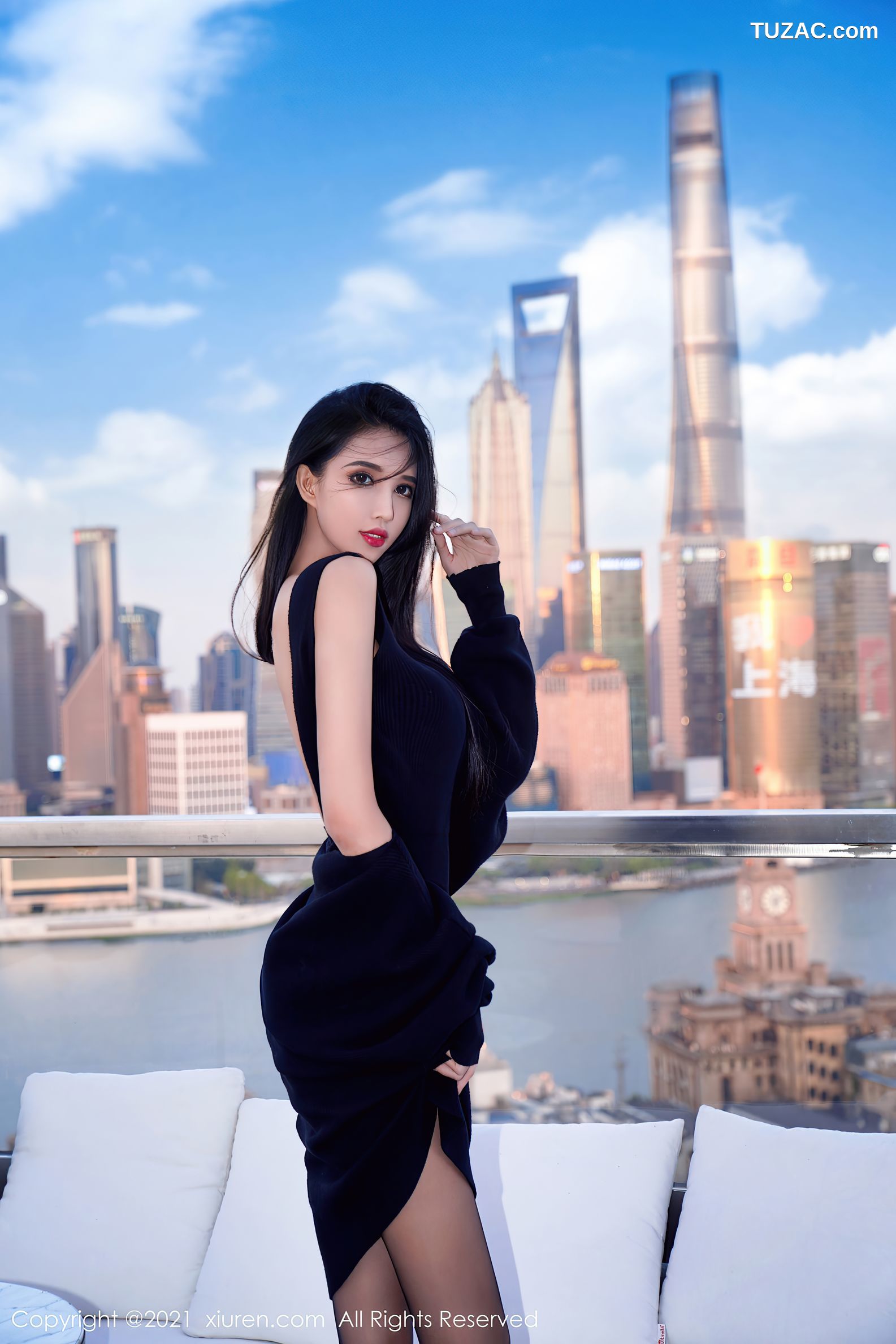 XiuRen秀人网-4124-葛征-净高184cm-三亚旅拍黑色服饰黑丝-2021.10.27