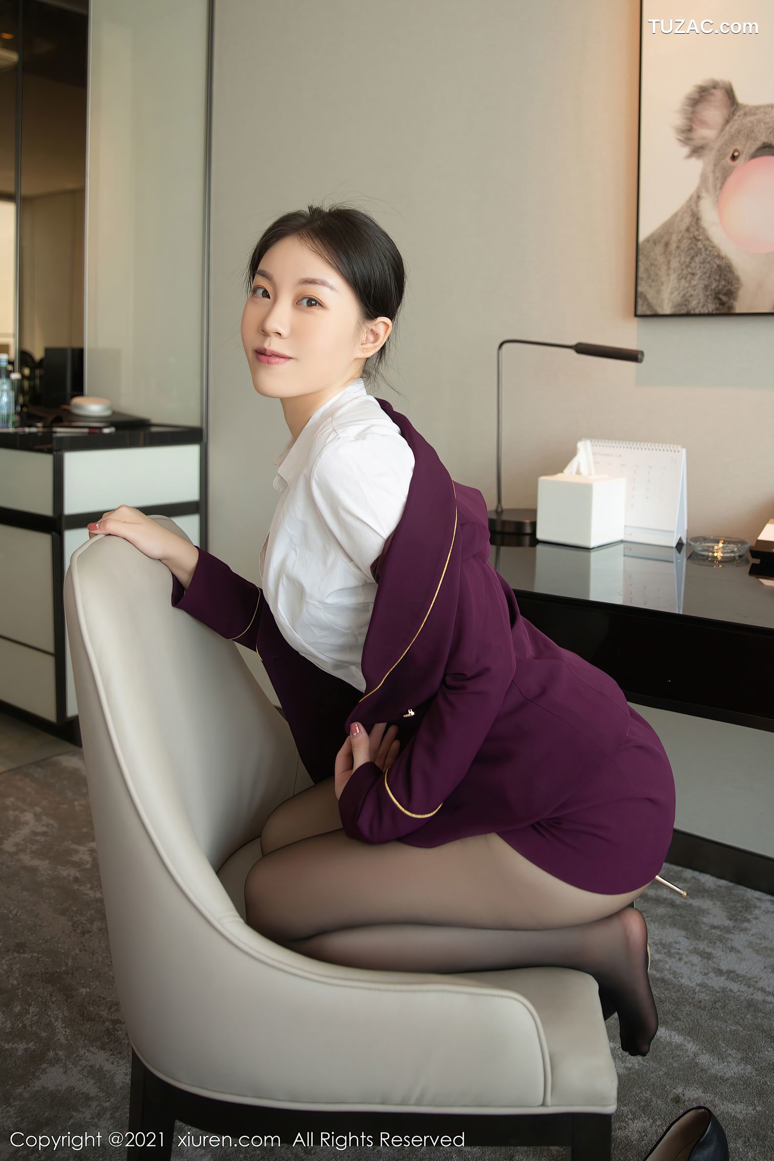 XiuRen秀人网-4191-一颗甜蛋黄a-空姐制服主题超薄黑丝-2021.11.09