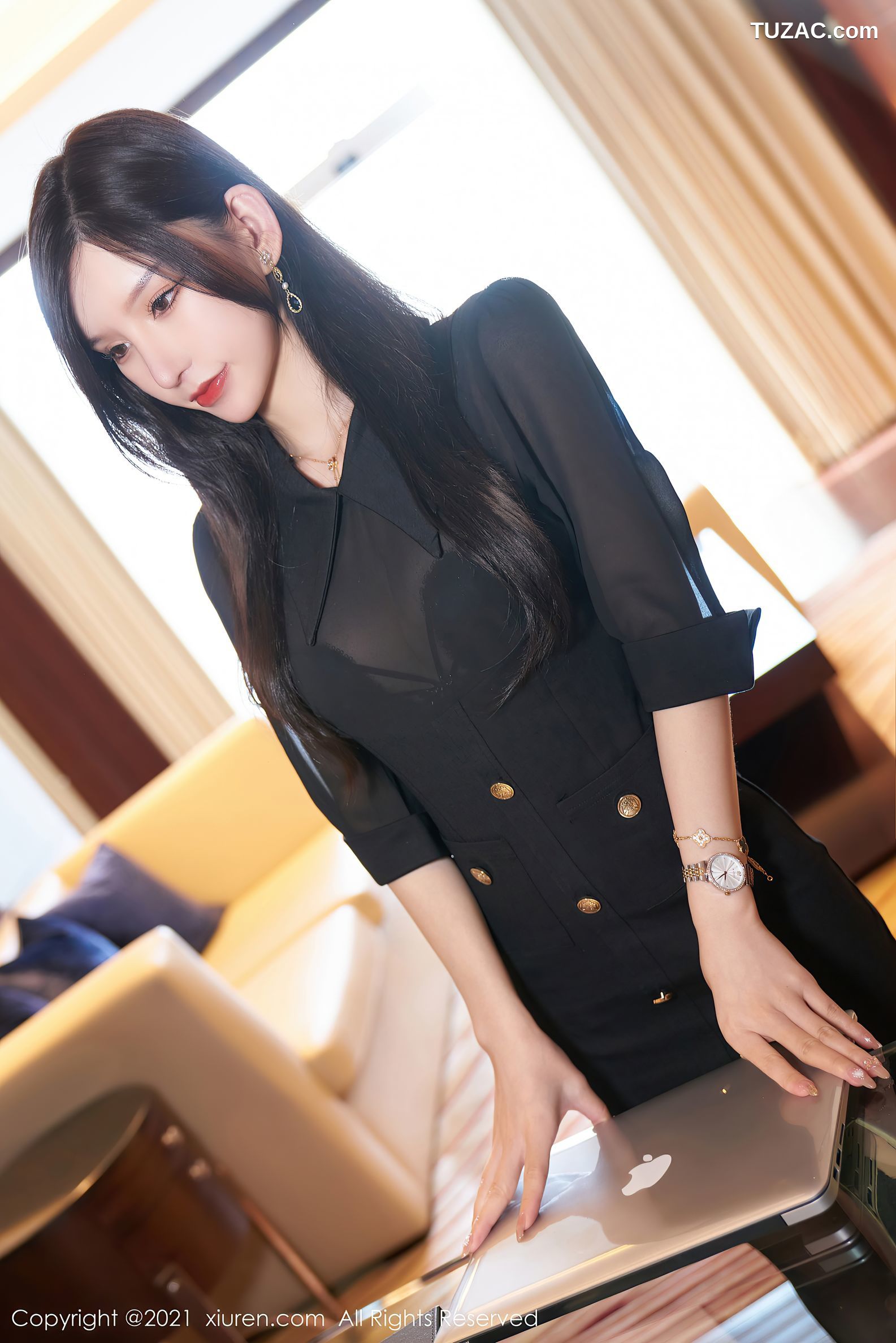 XiuRen秀人网-4193-周于希Sandy-黑色职业OL主题性感内衣黑丝吊带袜-2021.11.09