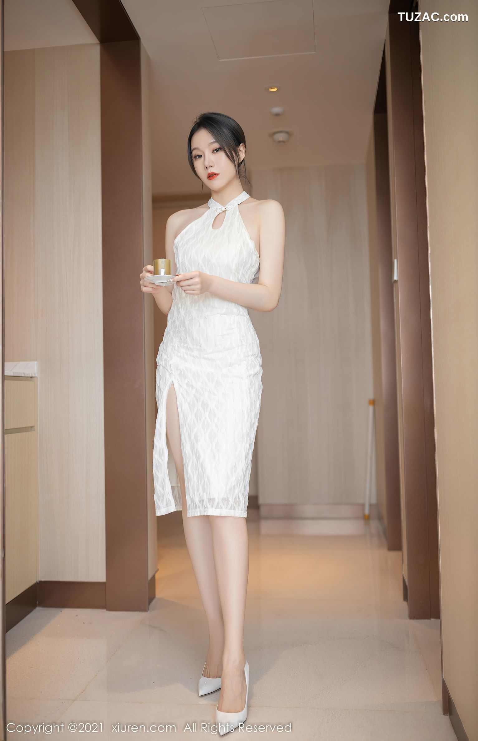 XiuRen秀人网-4308-安然Maleah-白纱连衣裙红色蕾丝内衣惹火-2021.12.07