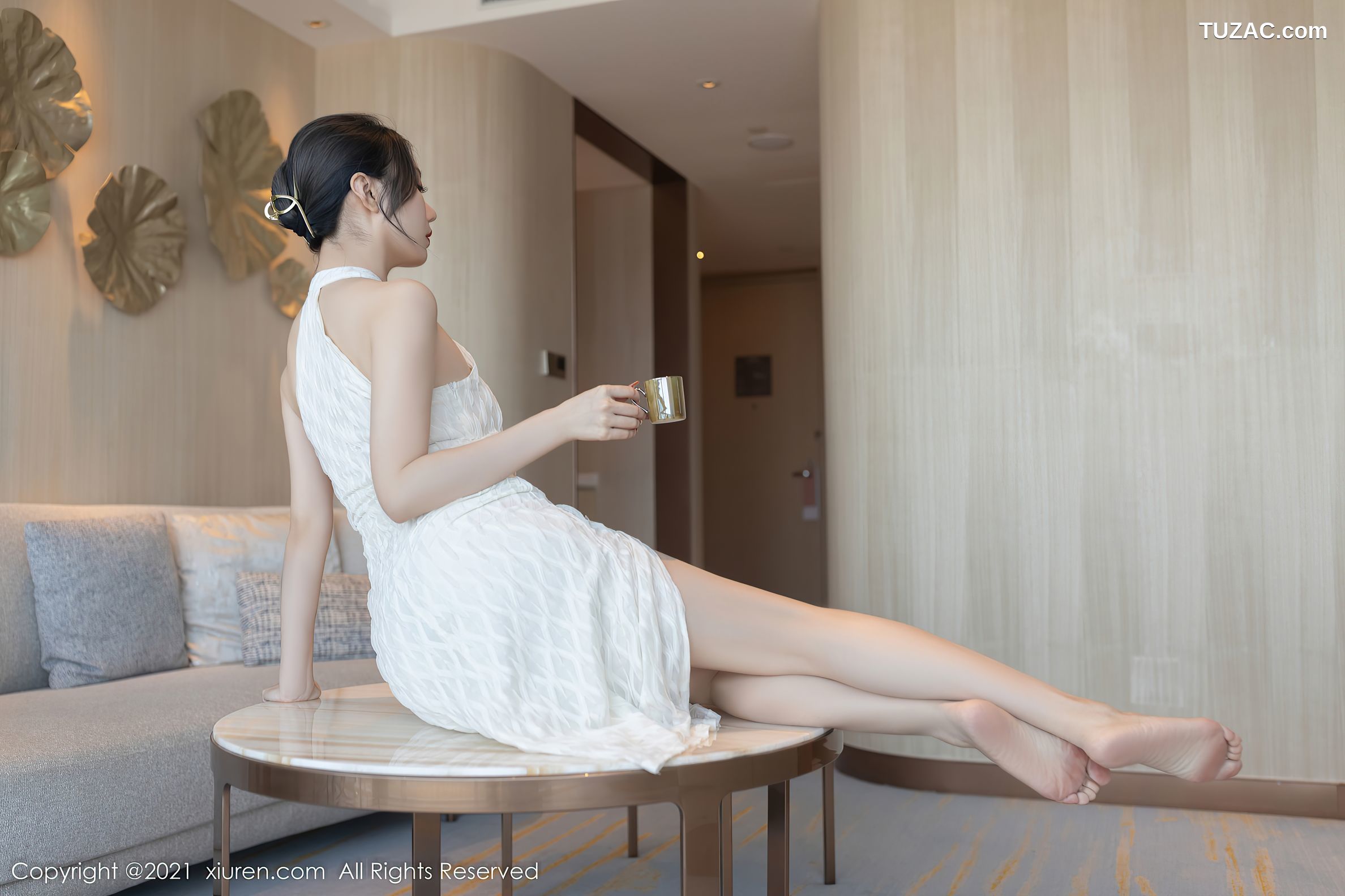 XiuRen秀人网-4308-安然Maleah-白纱连衣裙红色蕾丝内衣惹火-2021.12.07