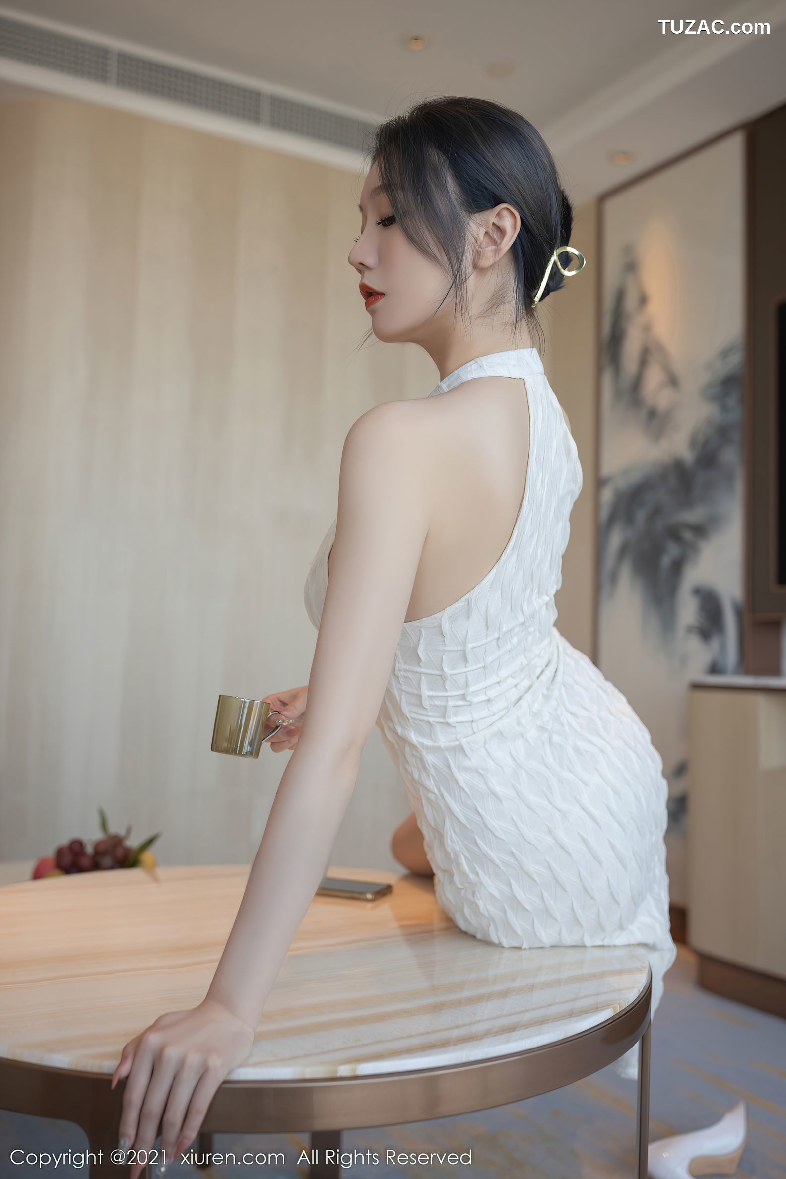 XiuRen秀人网-4308-安然Maleah-白纱连衣裙红色蕾丝内衣惹火-2021.12.07