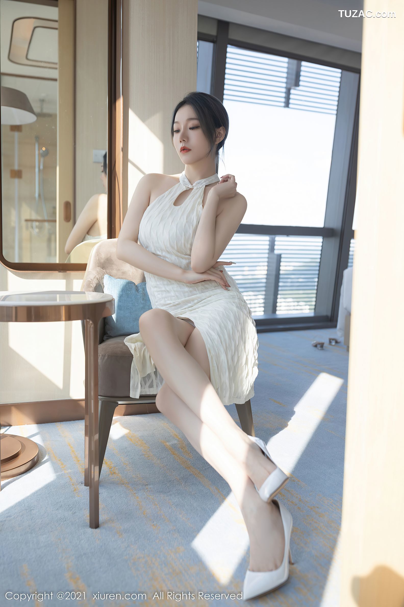 XiuRen秀人网-4308-安然Maleah-白纱连衣裙红色蕾丝内衣惹火-2021.12.07