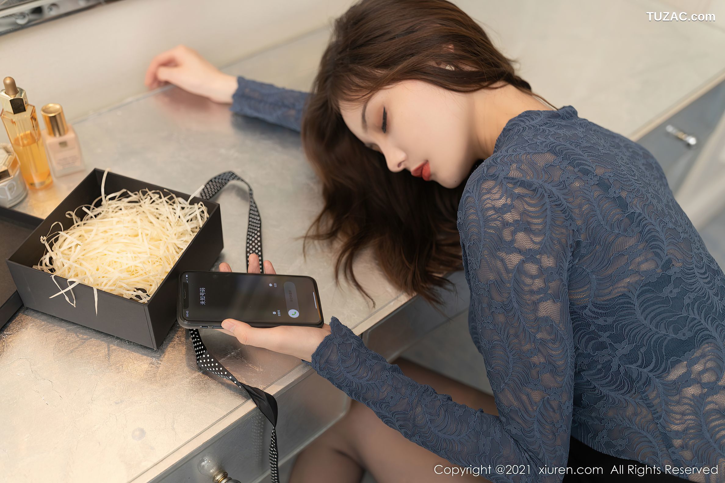 XiuRen秀人网-4315-王心怡-精致蓝色内衣黑丝裤袜-2021.12.08