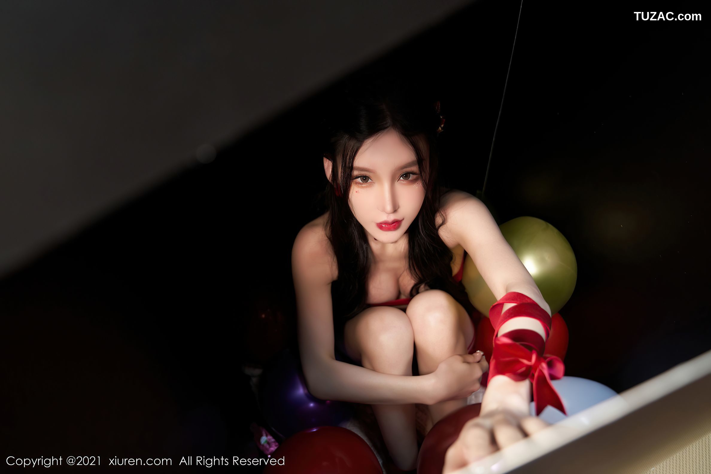 XiuRen秀人网-4385-周于希Sally-圣诞主题性感红色丝带裹身-2021.12.24