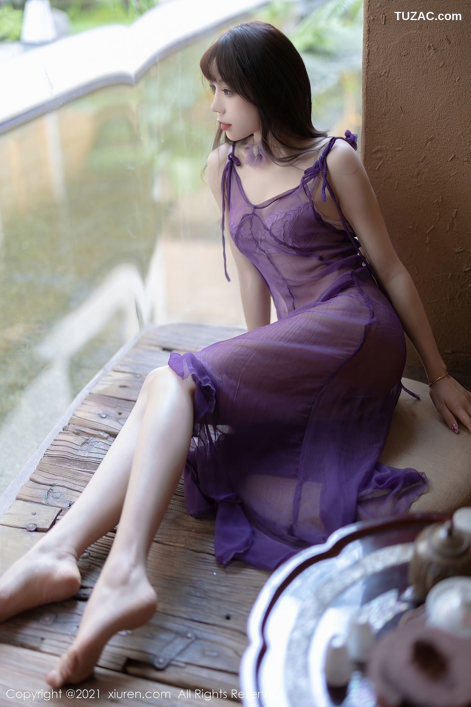 XiuRen秀人网-4410-芝芝Booty-床上紫色轻纱长裙蕾丝内衣迷人-2021.12.30
