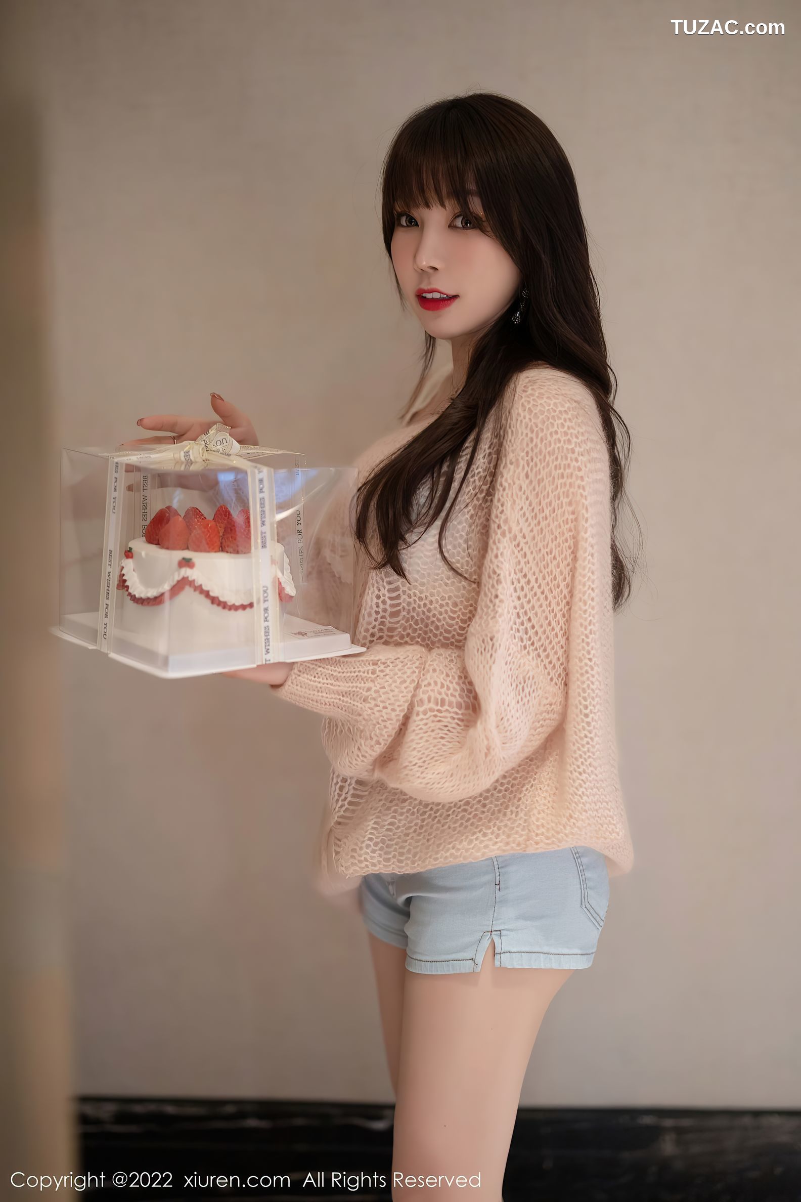 XiuRen秀人网-4435-芝芝Booty-缕空毛衣牛仔短裤性感内衣-2022.01.07