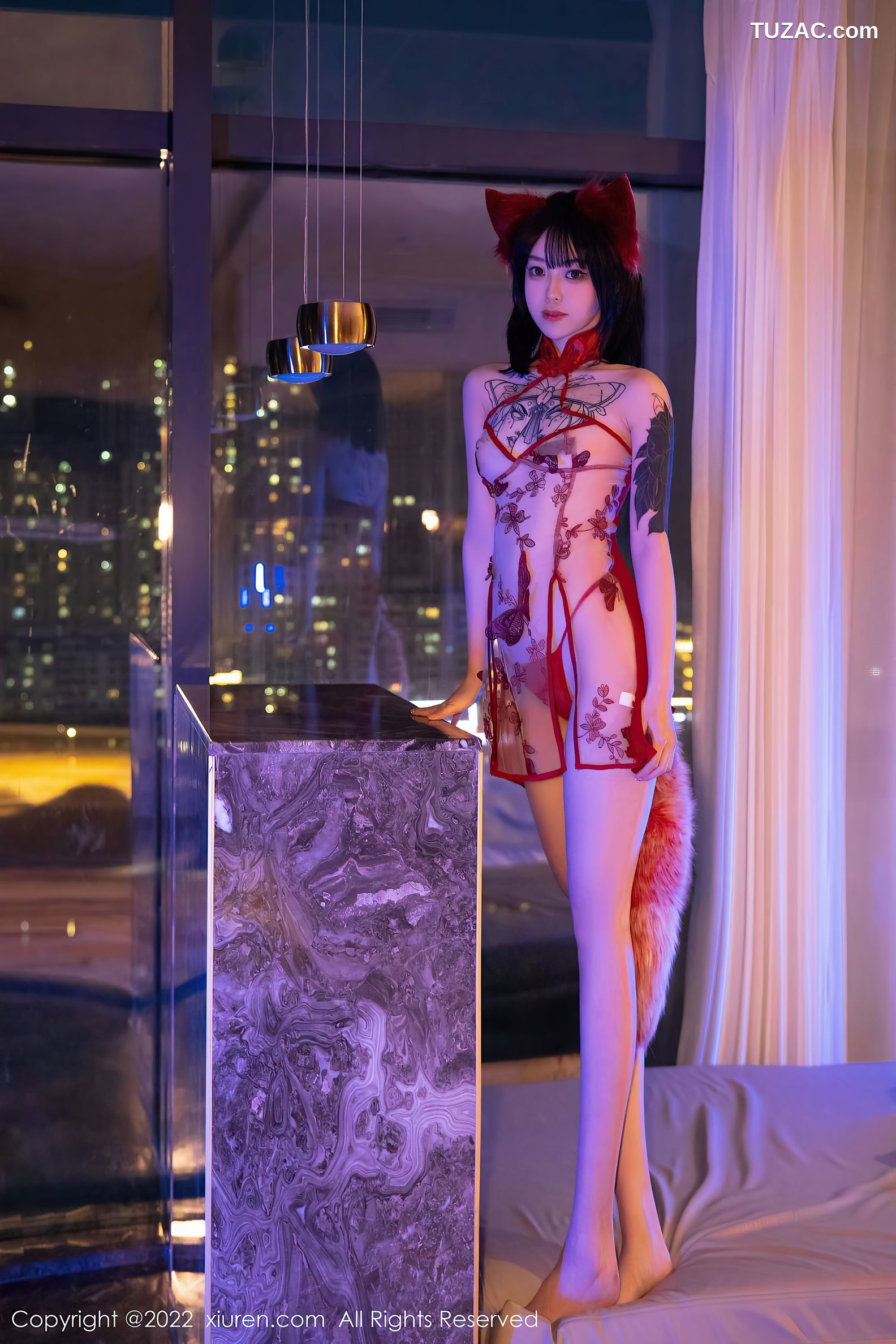 XiuRen秀人网-4634-奶瓶.-魅惑狐狸装扮性感红色轻透服饰-2022.02.24