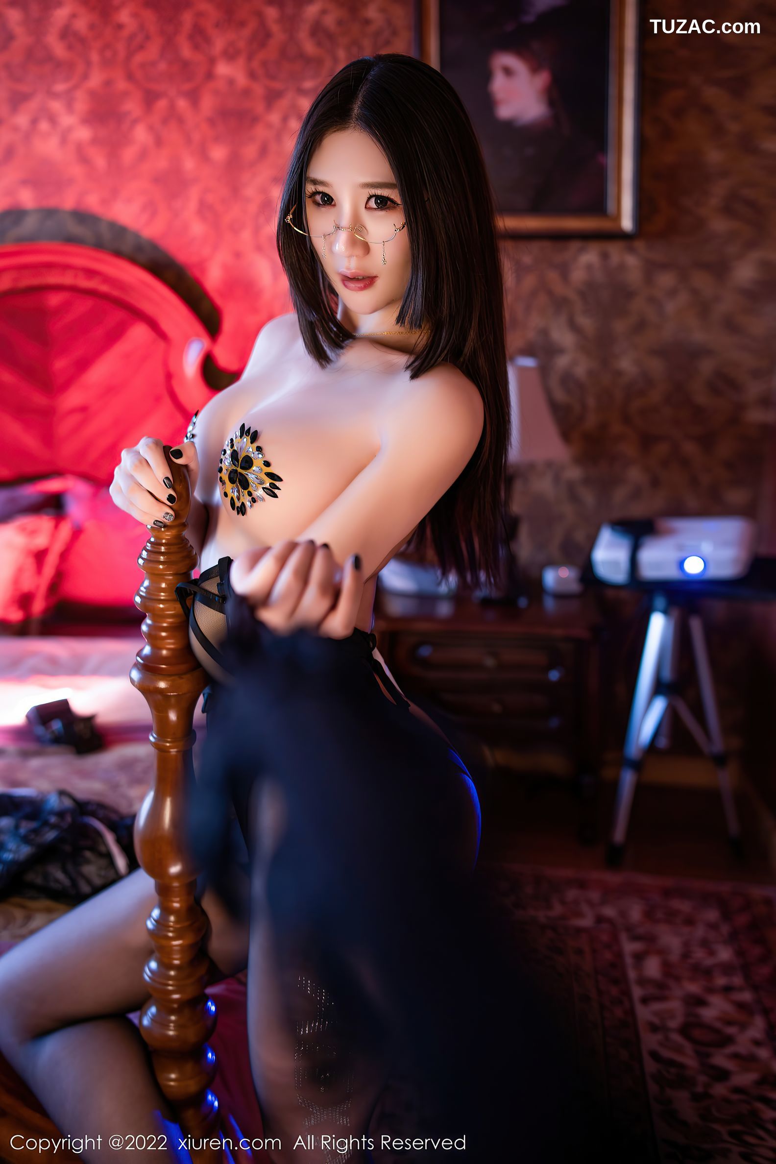 XiuRen秀人网-4661-顾乔楠Cora-性感黑色内衣黑丝裤袜-2022.03.03