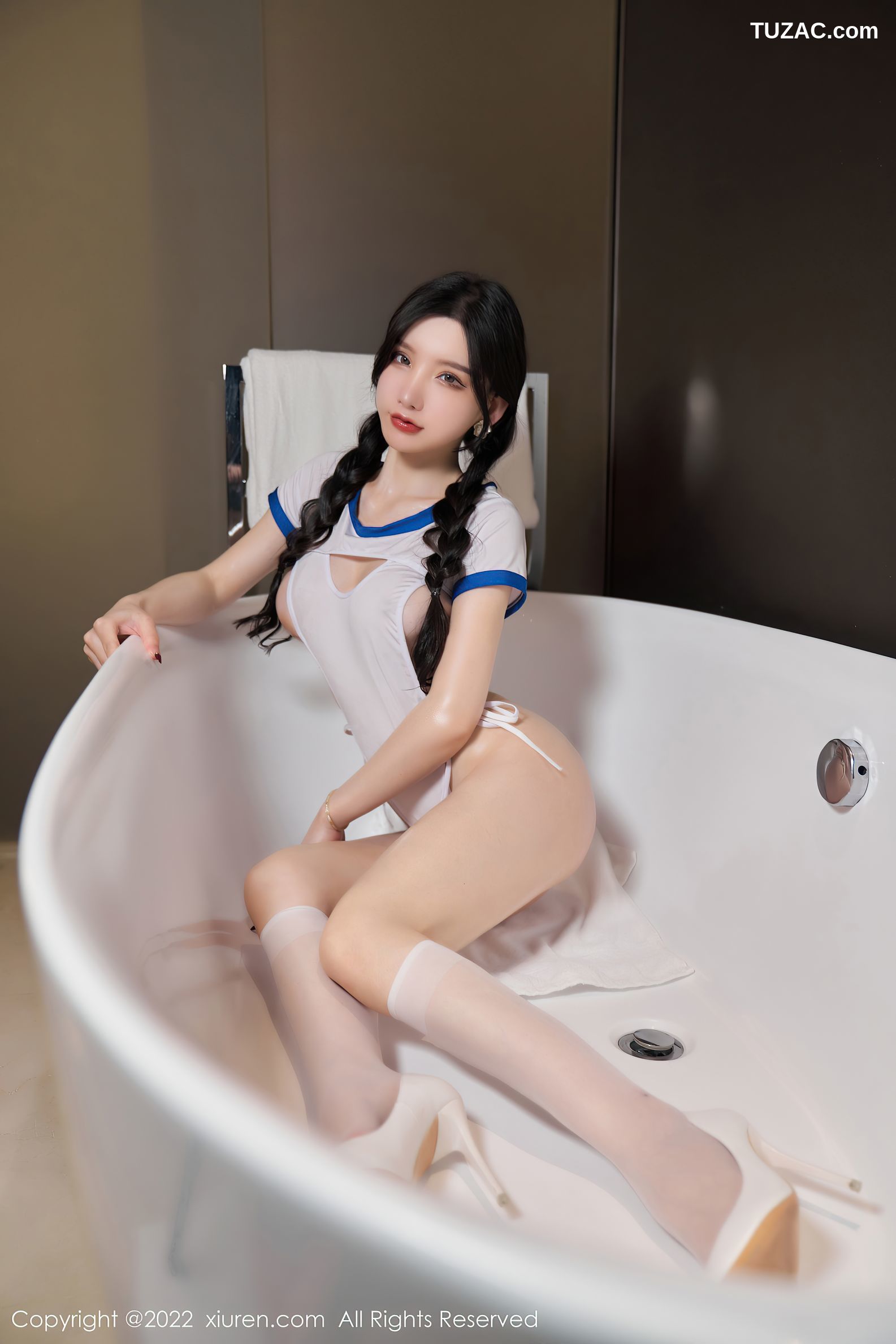 XiuRen秀人网-4764-周于希Sally-浴缸里白色轻透服饰白丝袜-2022.03.23