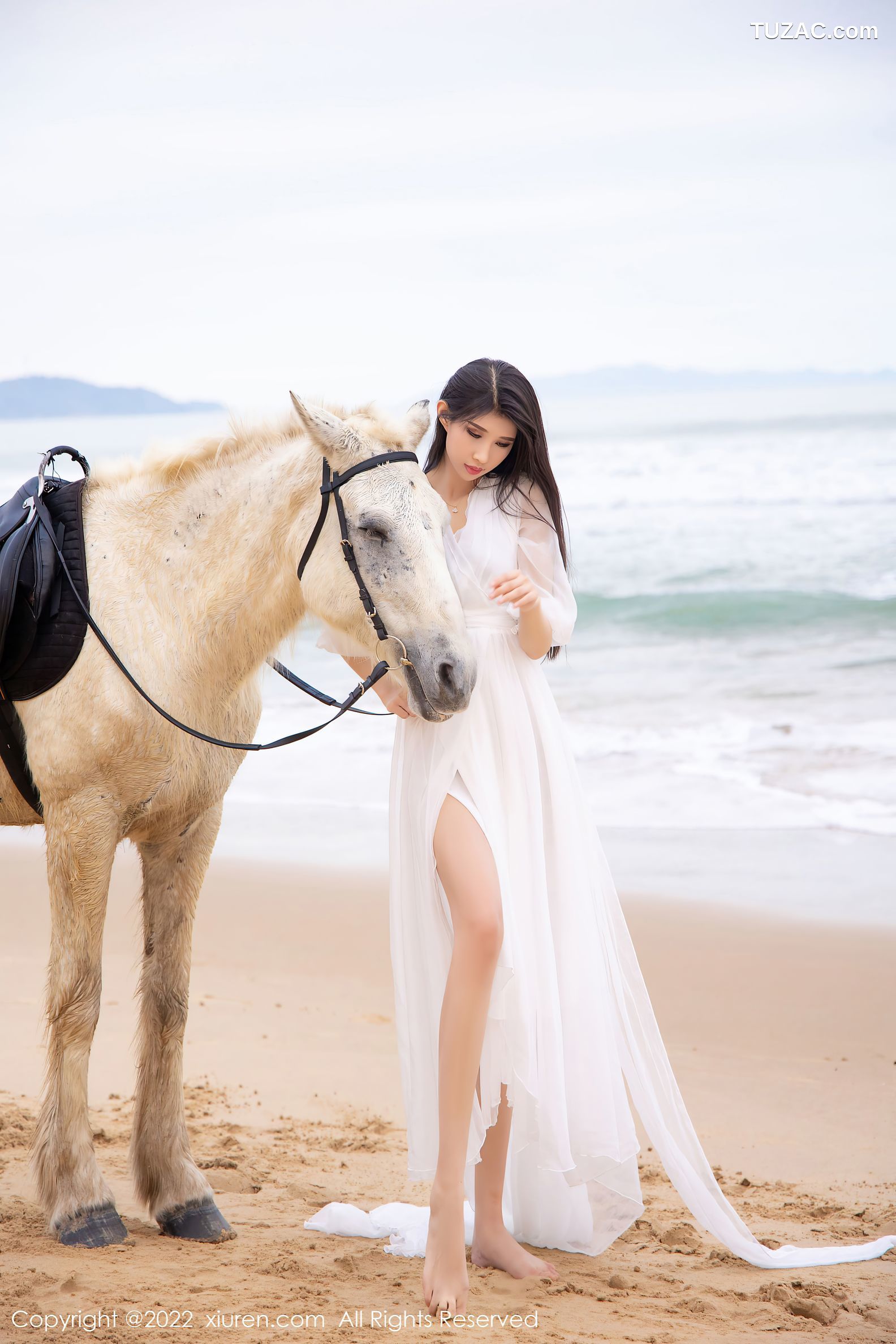 XiuRen秀人网-4829-葛征-三亚旅拍骑马系列白色连衣裙-黄色比基尼-2022.04.07