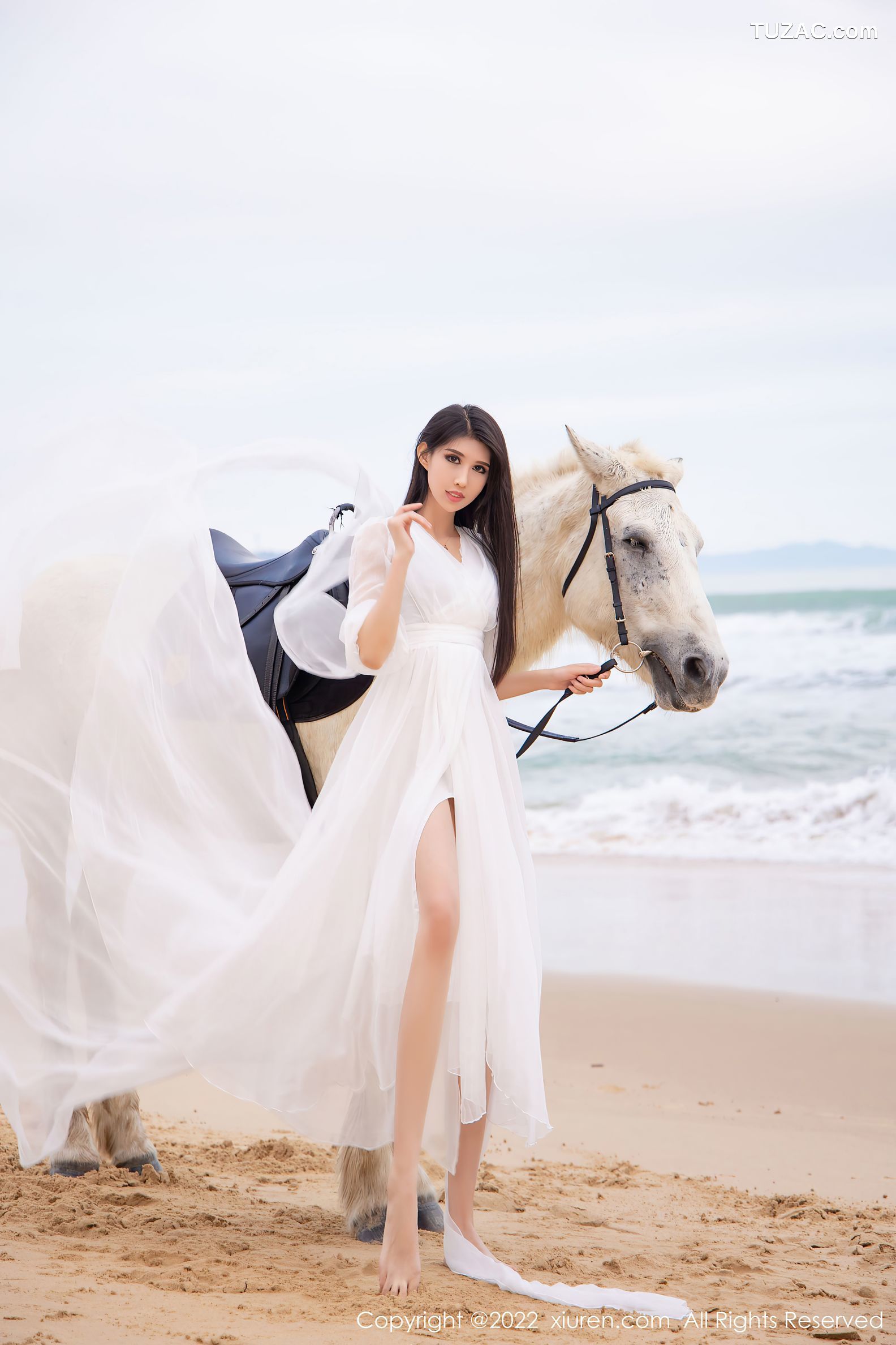 XiuRen秀人网-4829-葛征-三亚旅拍骑马系列白色连衣裙-黄色比基尼-2022.04.07