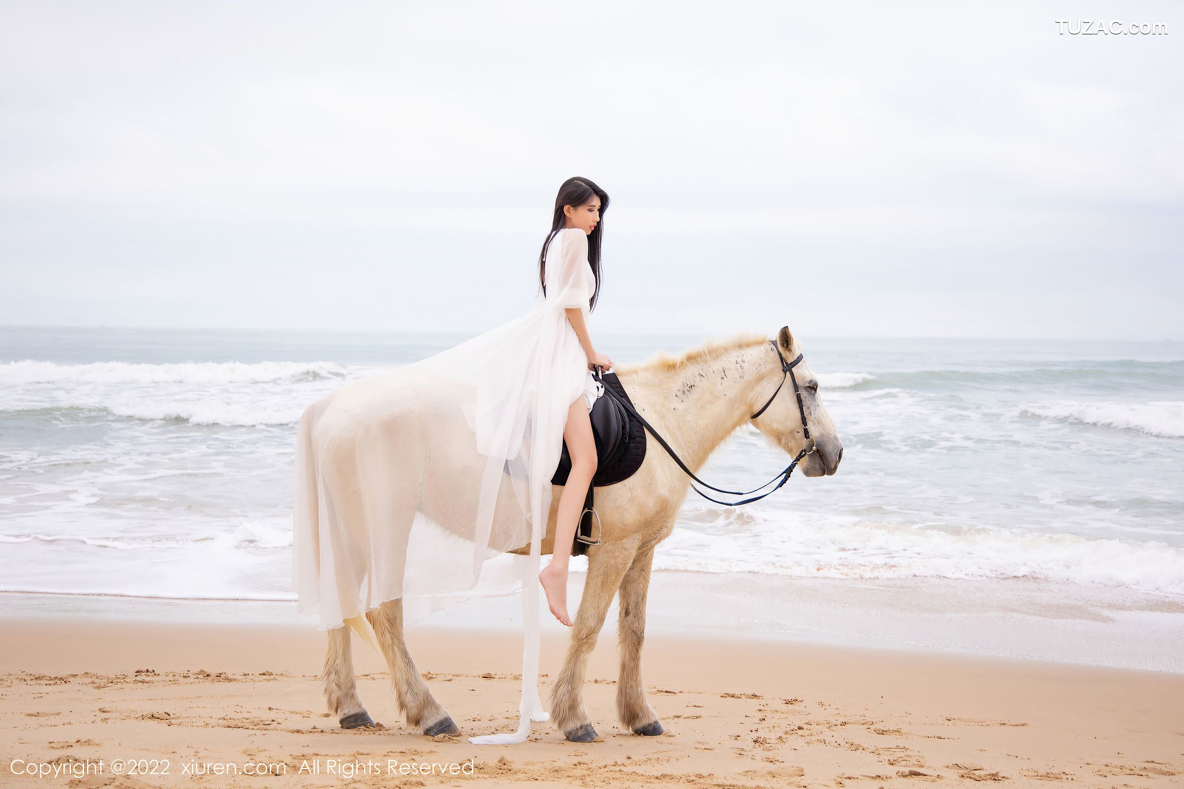 XiuRen秀人网-4829-葛征-三亚旅拍骑马系列白色连衣裙-黄色比基尼-2022.04.07