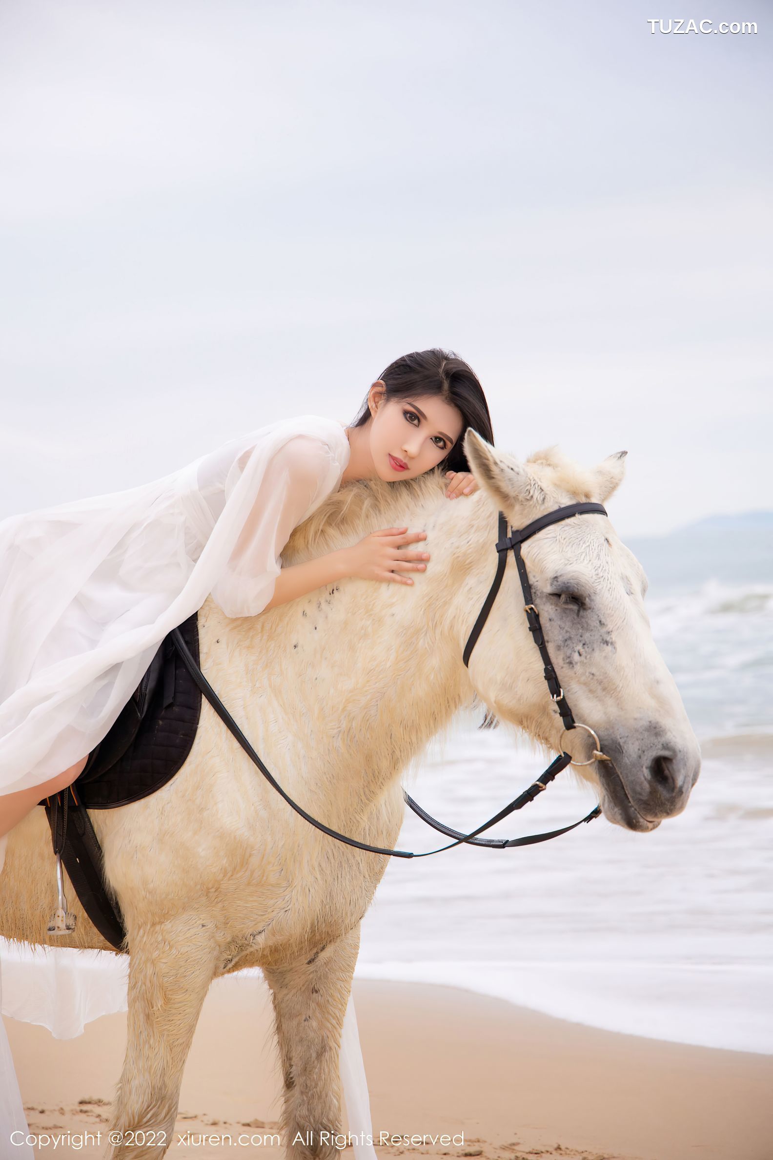 XiuRen秀人网-4829-葛征-三亚旅拍骑马系列白色连衣裙-黄色比基尼-2022.04.07