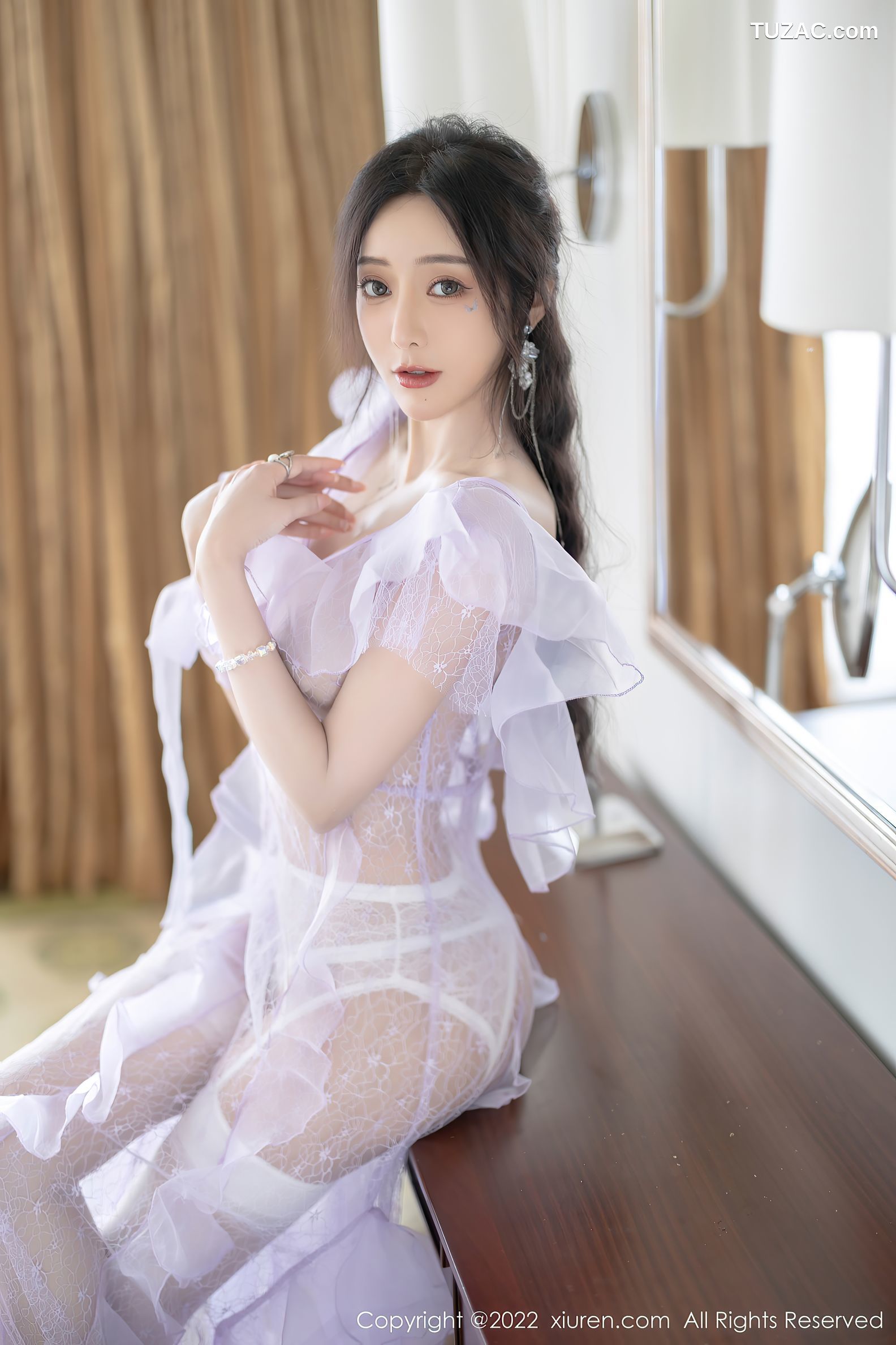 XiuRen秀人网-4949-王馨瑶Yanni-厦门旅拍-浅紫色薄纱透视裙-2022.04.29