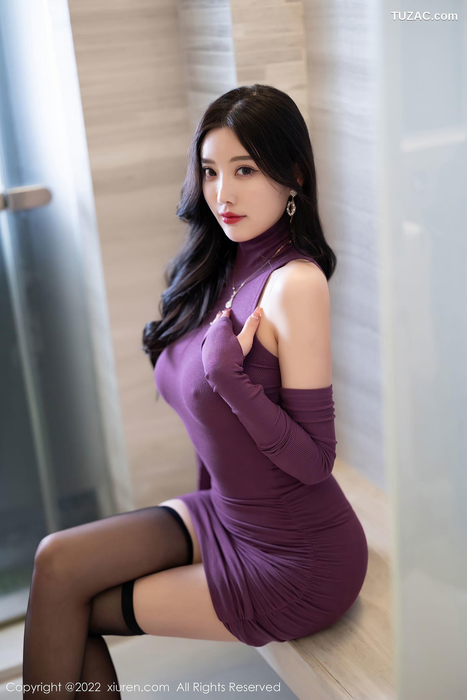 XiuRen秀人网-4989-杨晨晨Yome-浴室紫色连衣短裙真空-2022.05.10