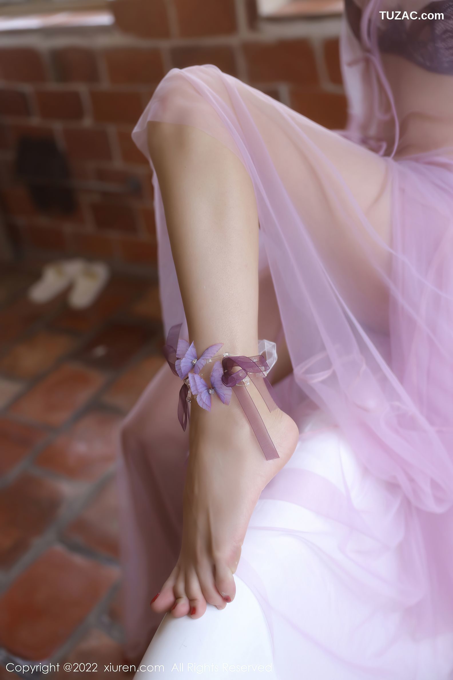 XiuRen-No.5085-佘贝拉-Bella-紫色透视纱裙真空