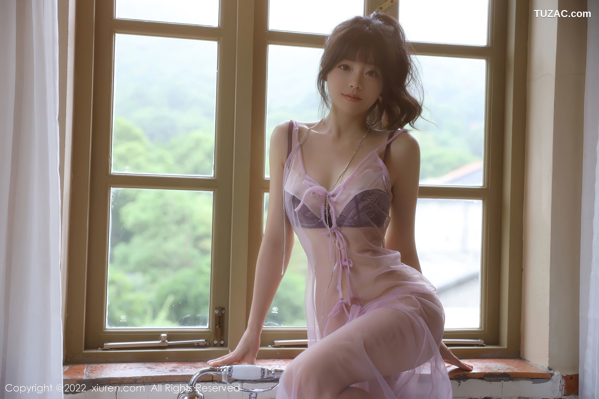 XiuRen-No.5085-佘贝拉-Bella-紫色透视纱裙真空