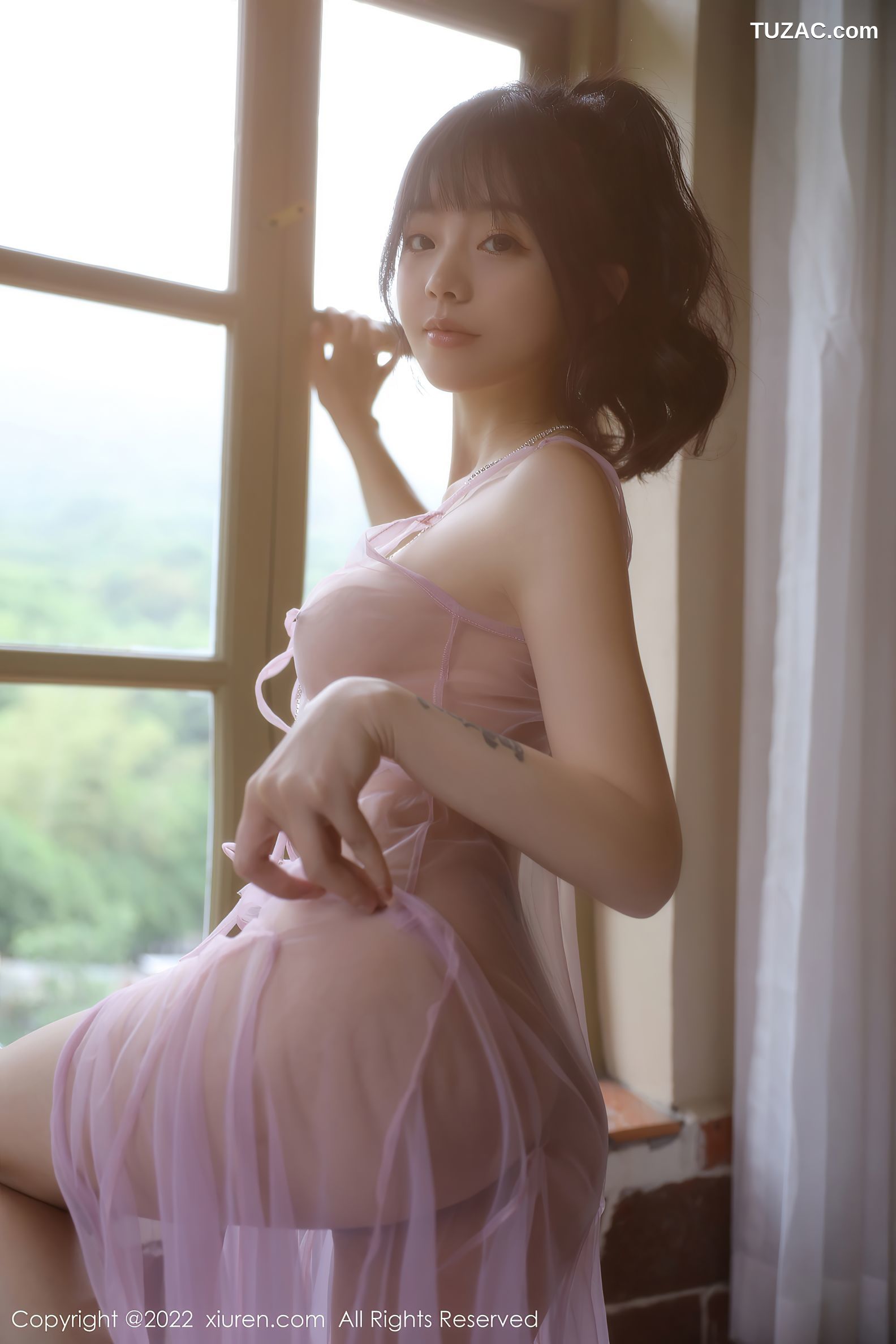 XiuRen-No.5085-佘贝拉-Bella-紫色透视纱裙真空