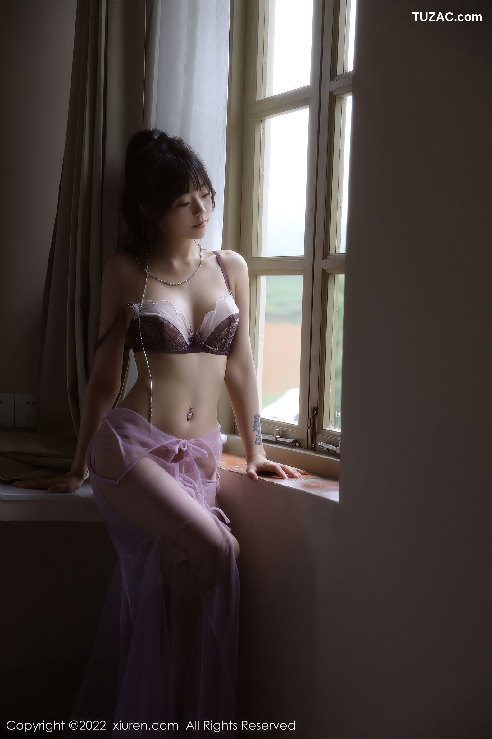 XiuRen-No.5085-佘贝拉-Bella-紫色透视纱裙真空