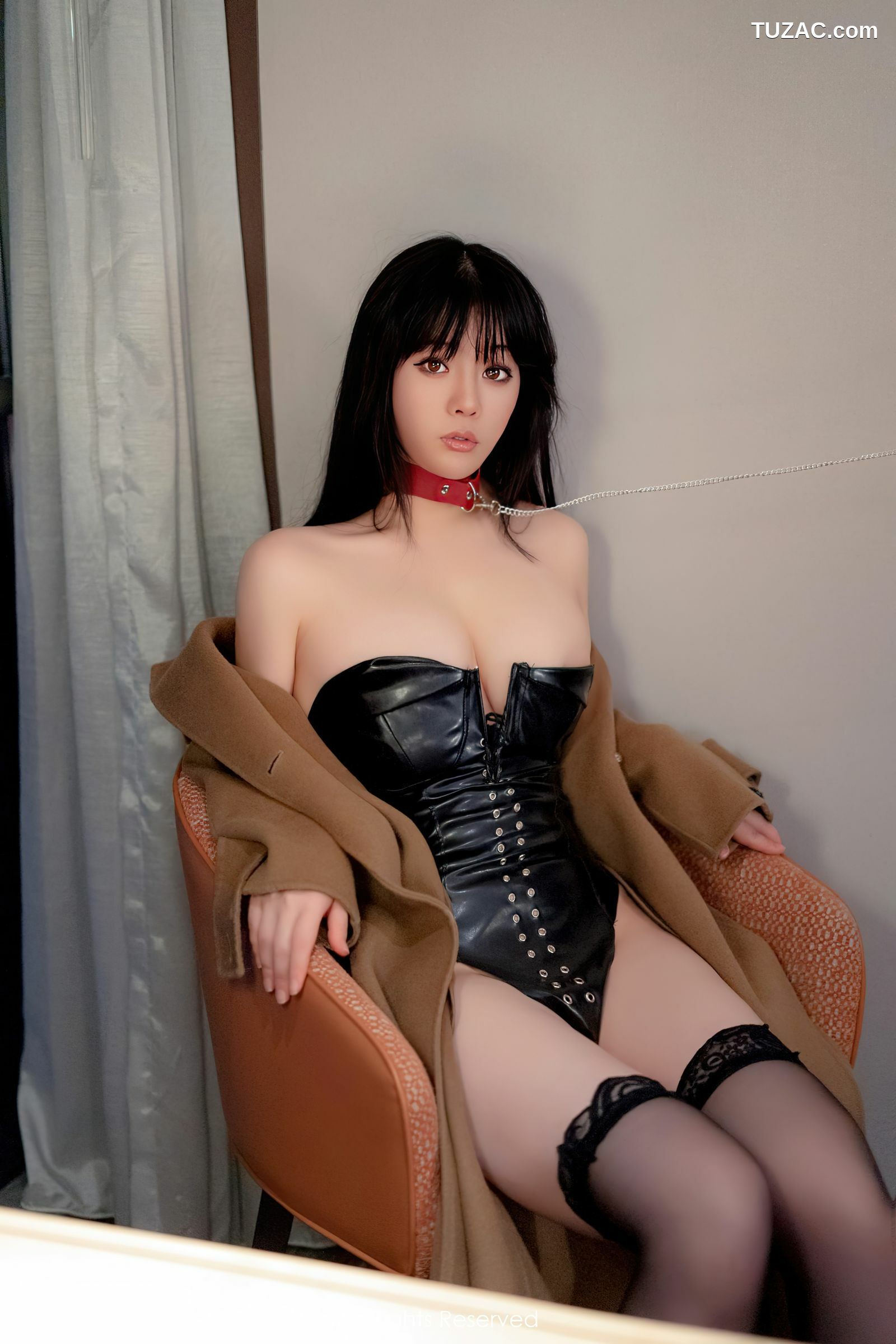 XiuRen-No.5090-徐媛媛-黑色低胸情趣皮装黑丝