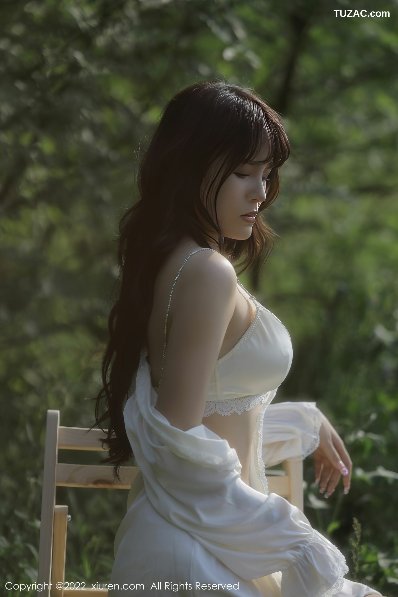 XiuRen-No.5098-许嘉欣-白色轻透衬衫白蕾丝