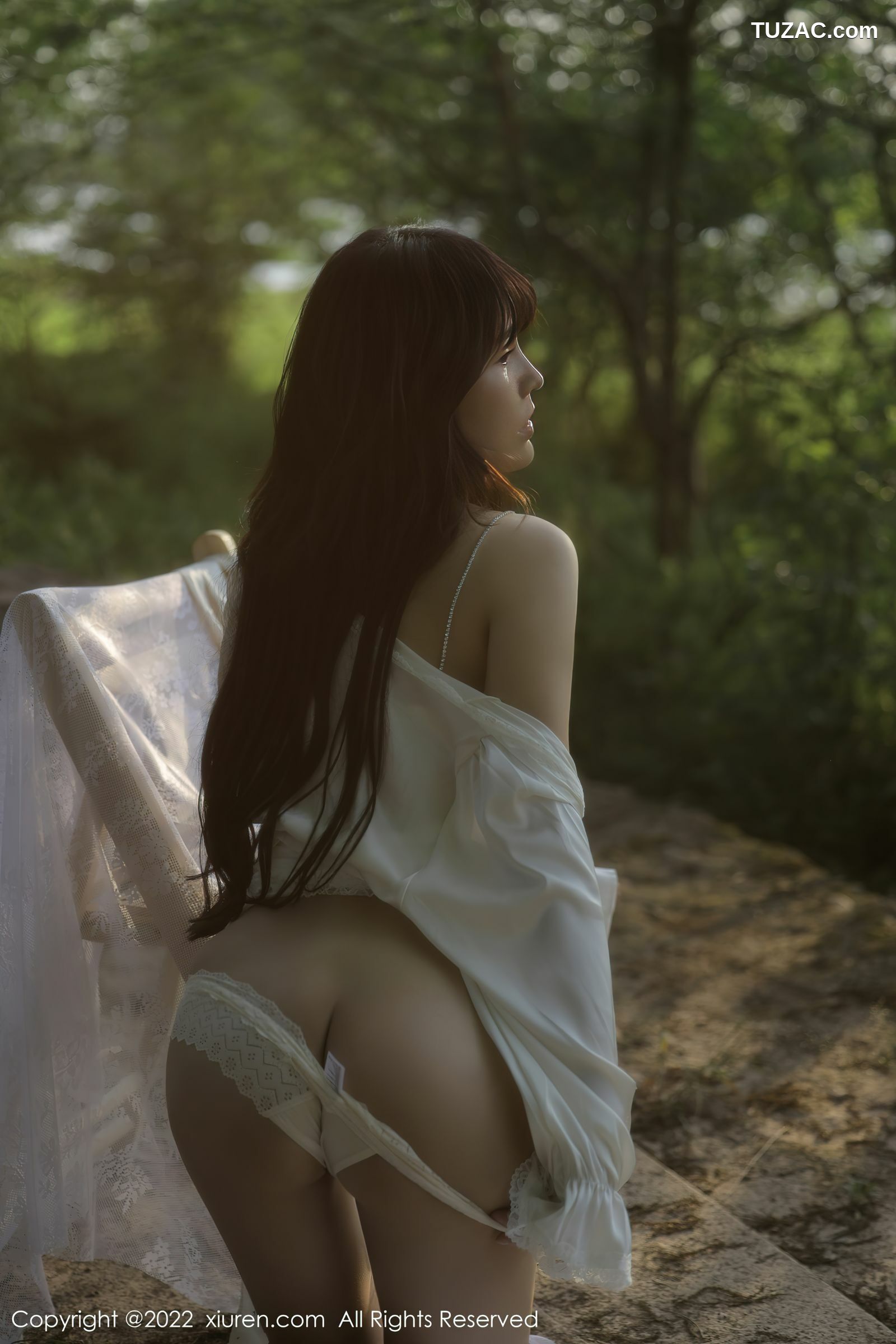 XiuRen-No.5098-许嘉欣-白色轻透衬衫白蕾丝