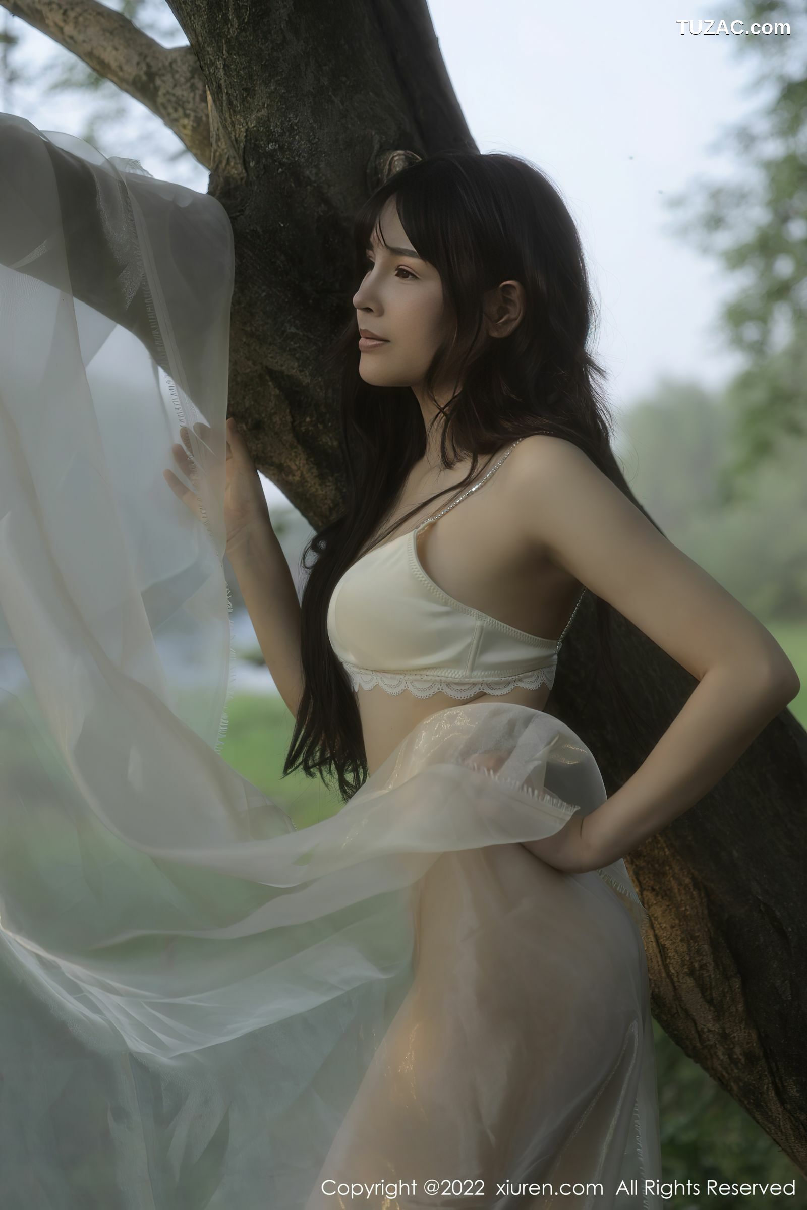 XiuRen-No.5098-许嘉欣-白色轻透衬衫白蕾丝