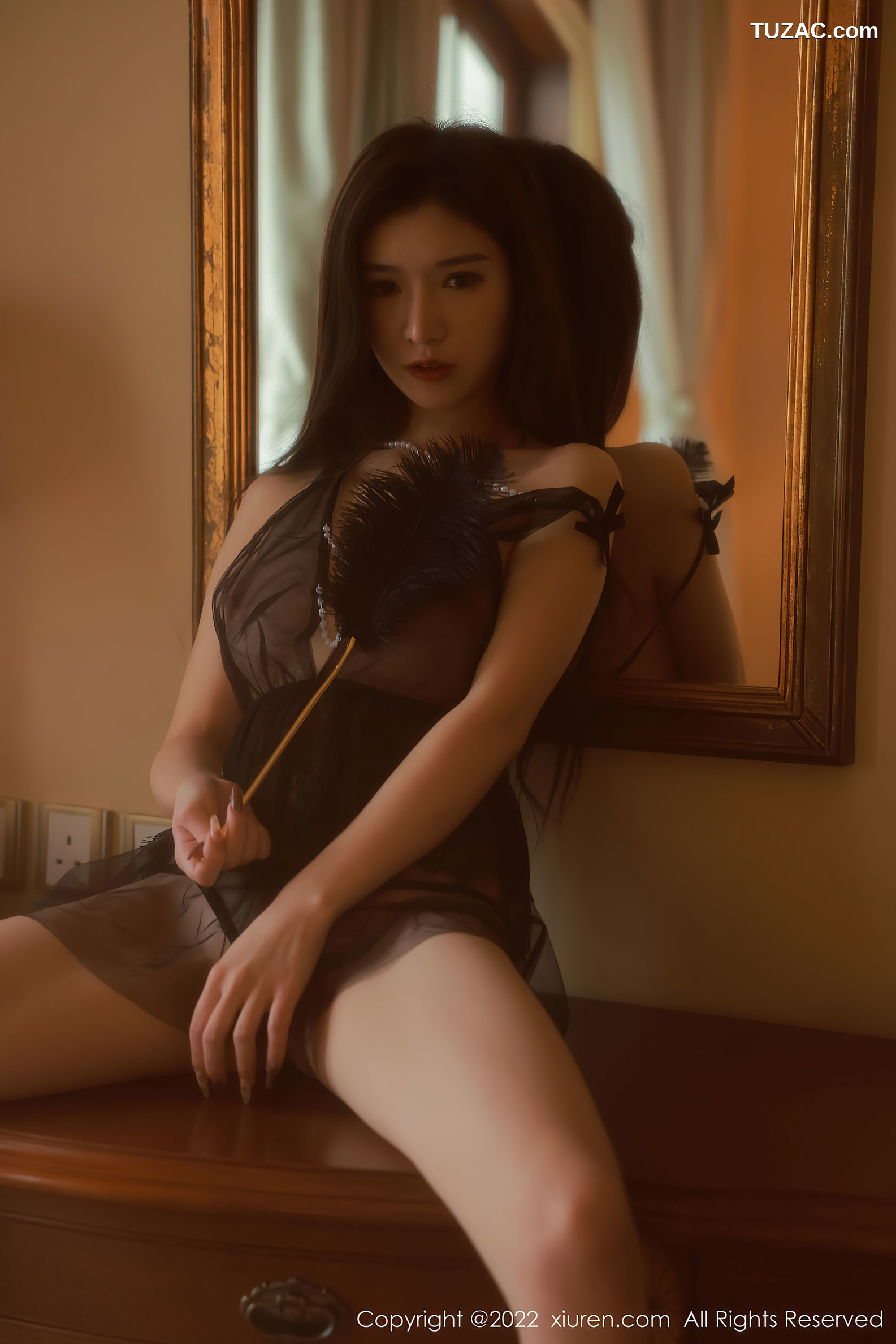 XiuRen-No.5185-韩心雨-黑薄纱透视内衣