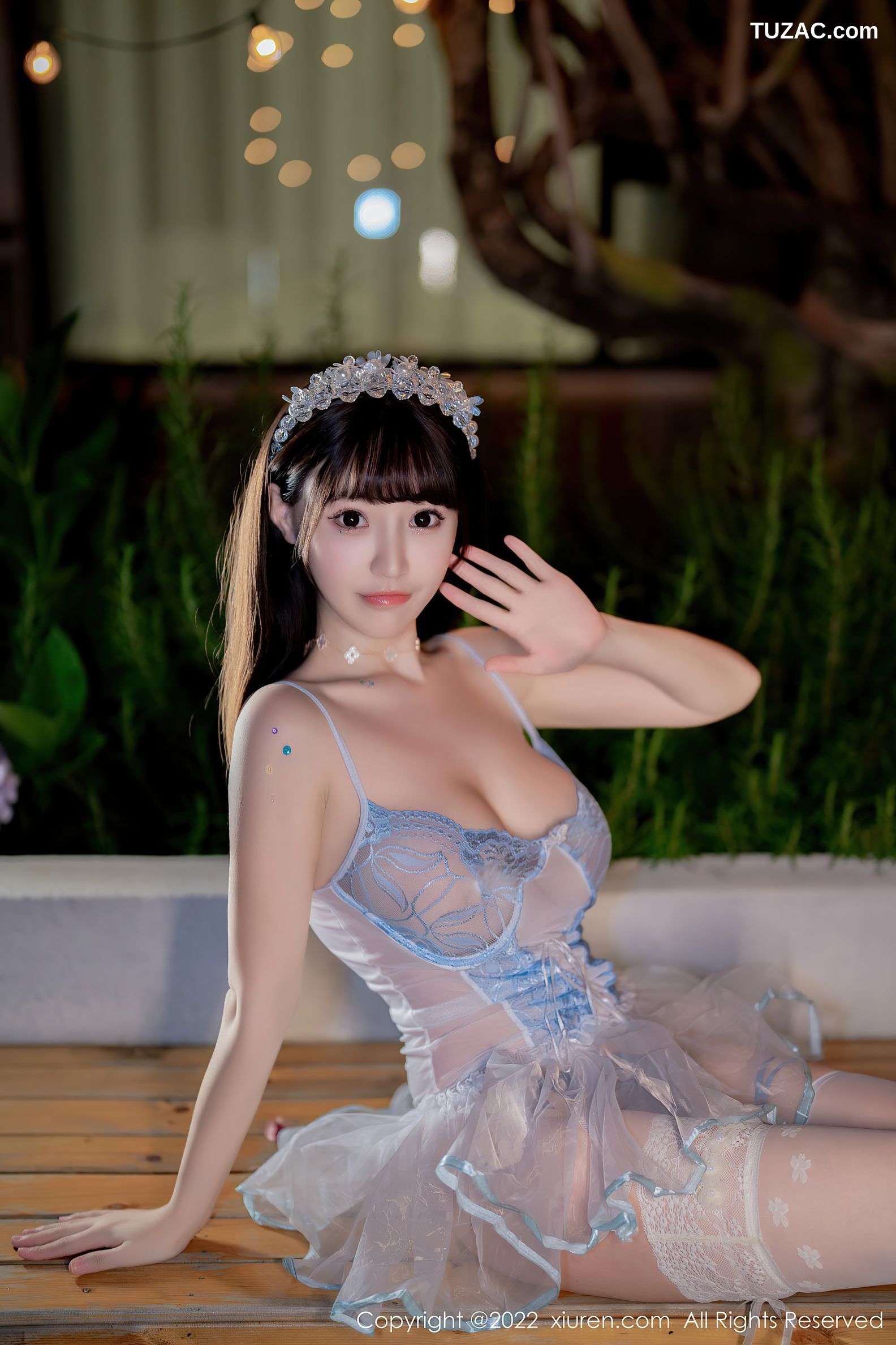 XiuRen-No.5333-朱可儿Flora-浅蓝透视少女纱裙