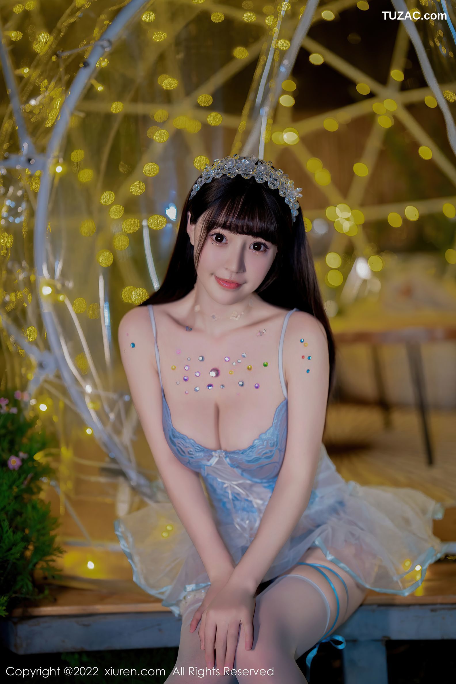 XiuRen-No.5333-朱可儿Flora-浅蓝透视少女纱裙