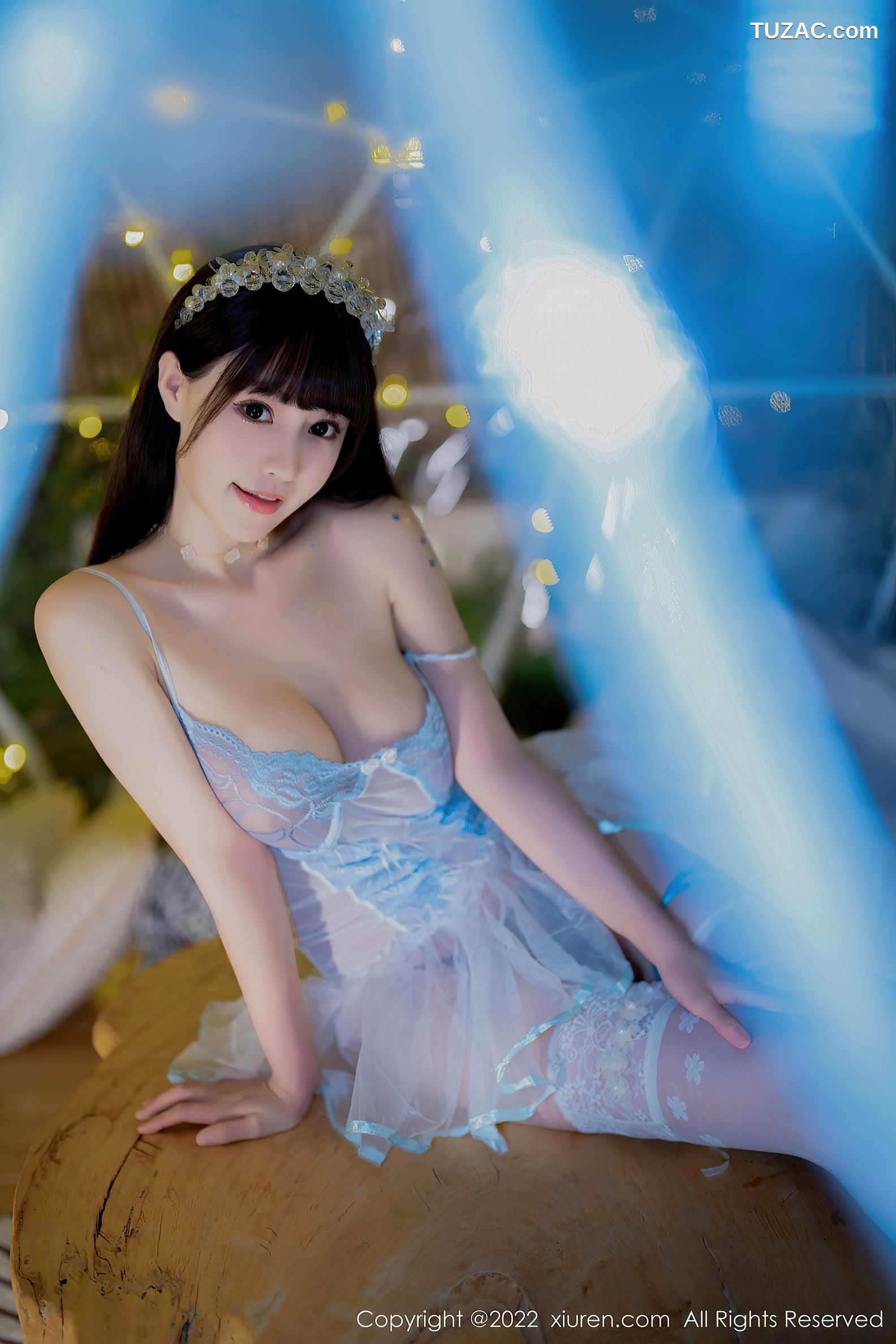 XiuRen-No.5333-朱可儿Flora-浅蓝透视少女纱裙