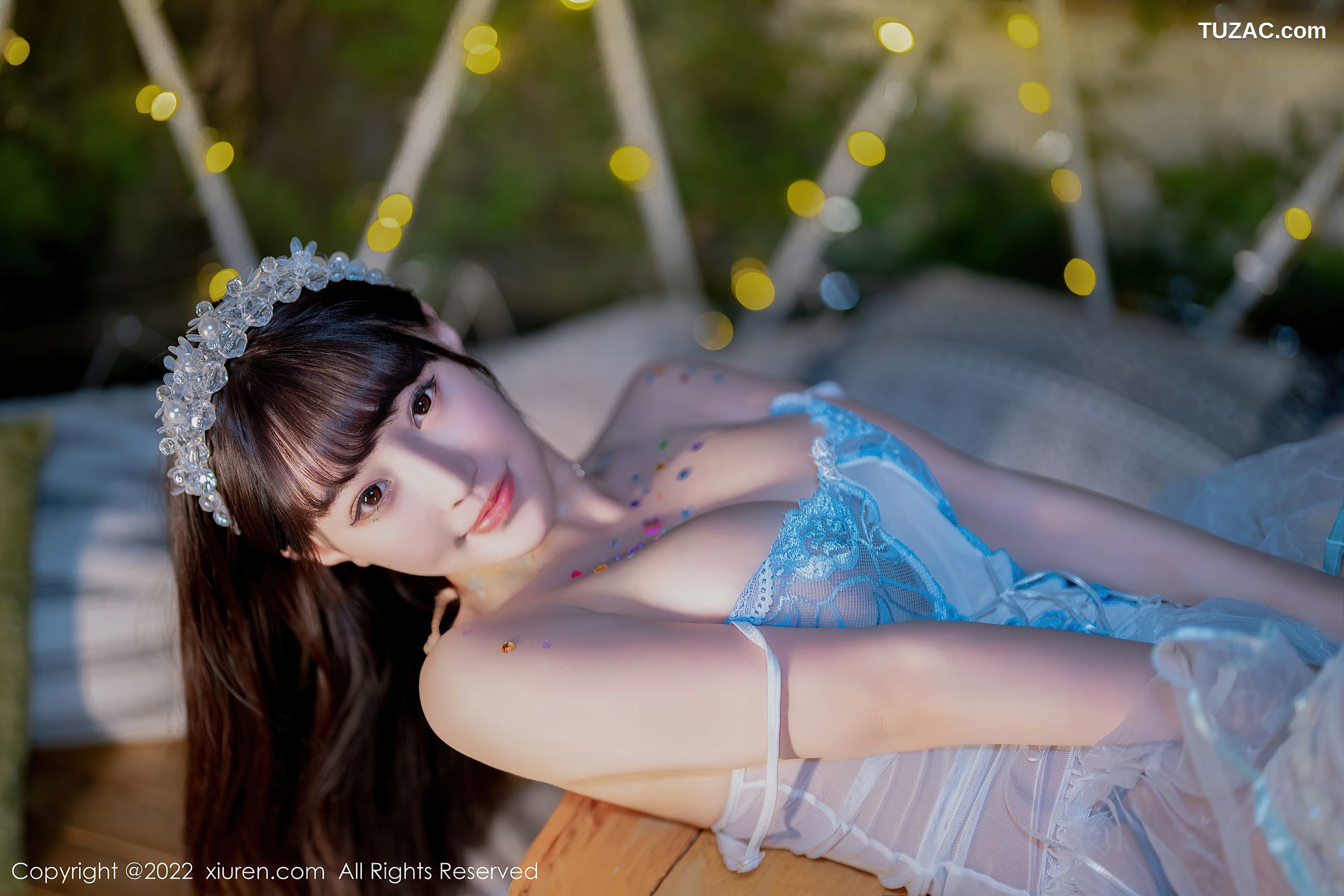 XiuRen-No.5333-朱可儿Flora-浅蓝透视少女纱裙