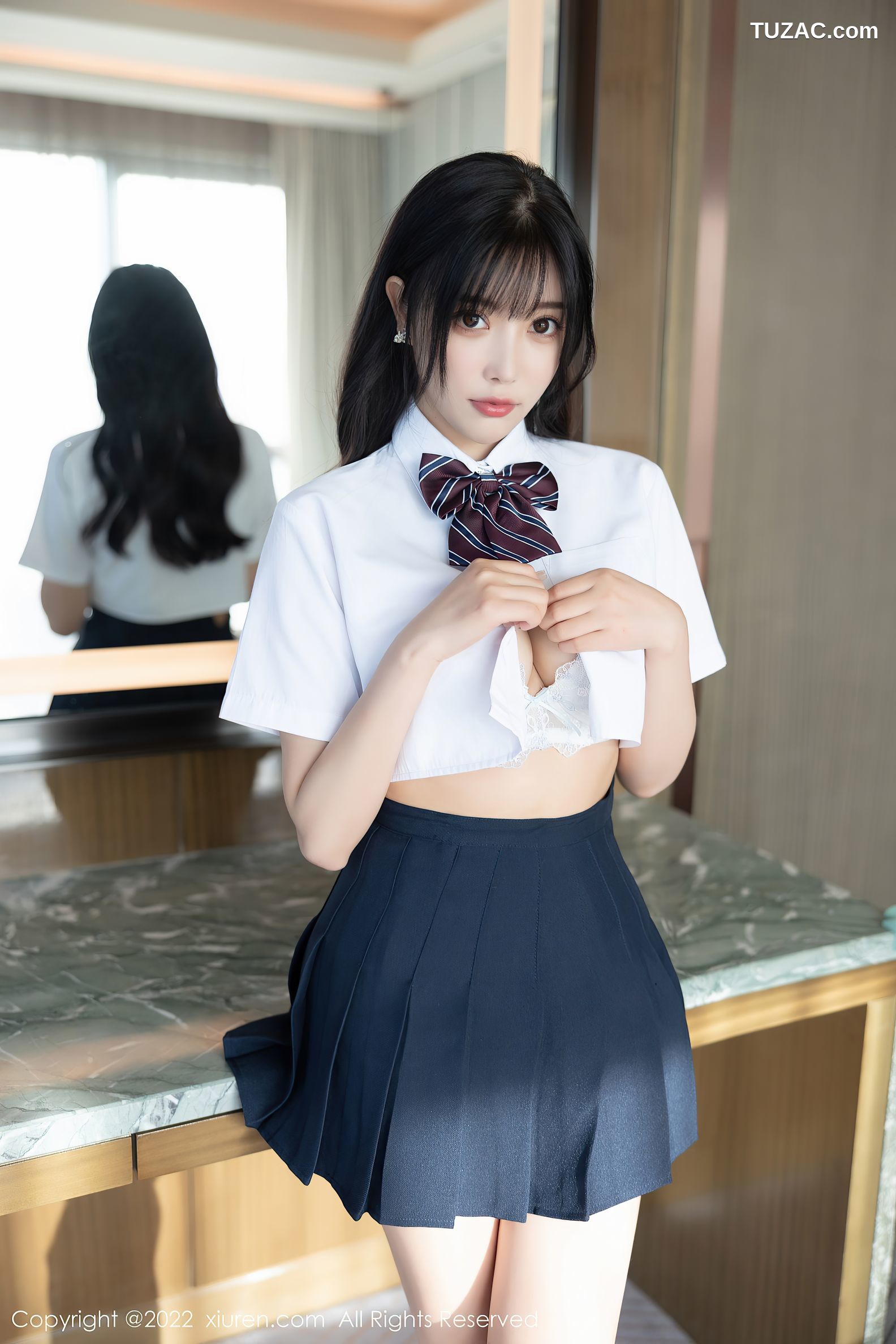 XiuRen-No.5338-杨晨晨Yome-白衫蓝裙学生装