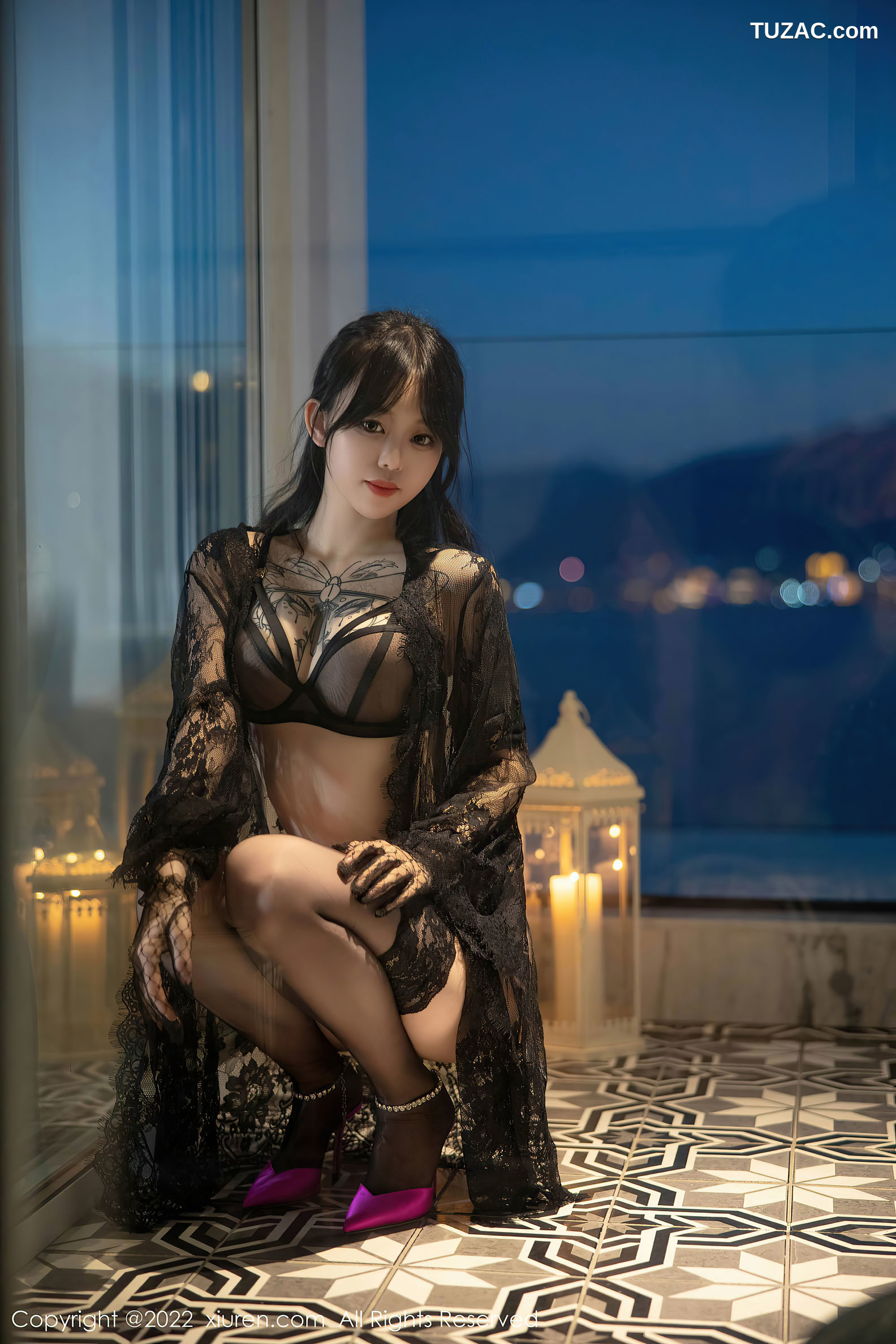 XiuRen-No.5491-奶瓶-黑纱黑内衣黑丝