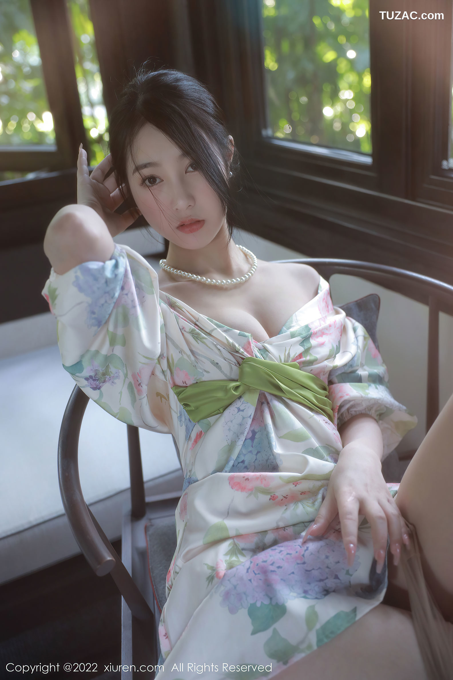 XiuRen-No.5514-谢晚晚-印花白古风裙肉丝