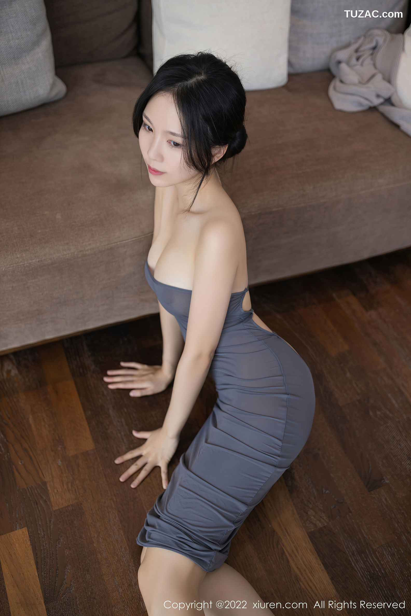 XiuRen-No.5620-利世-灰针织衫深灰纱裙真空凸点