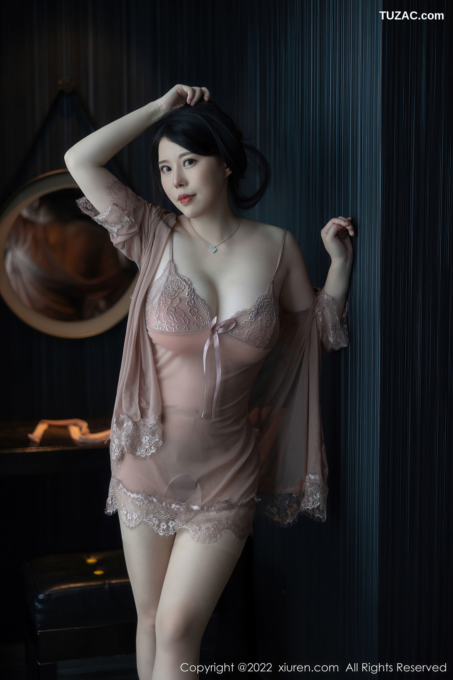 XiuRen-No.5641-白茹雪-暗粉透视睡衣蕾丝内衣