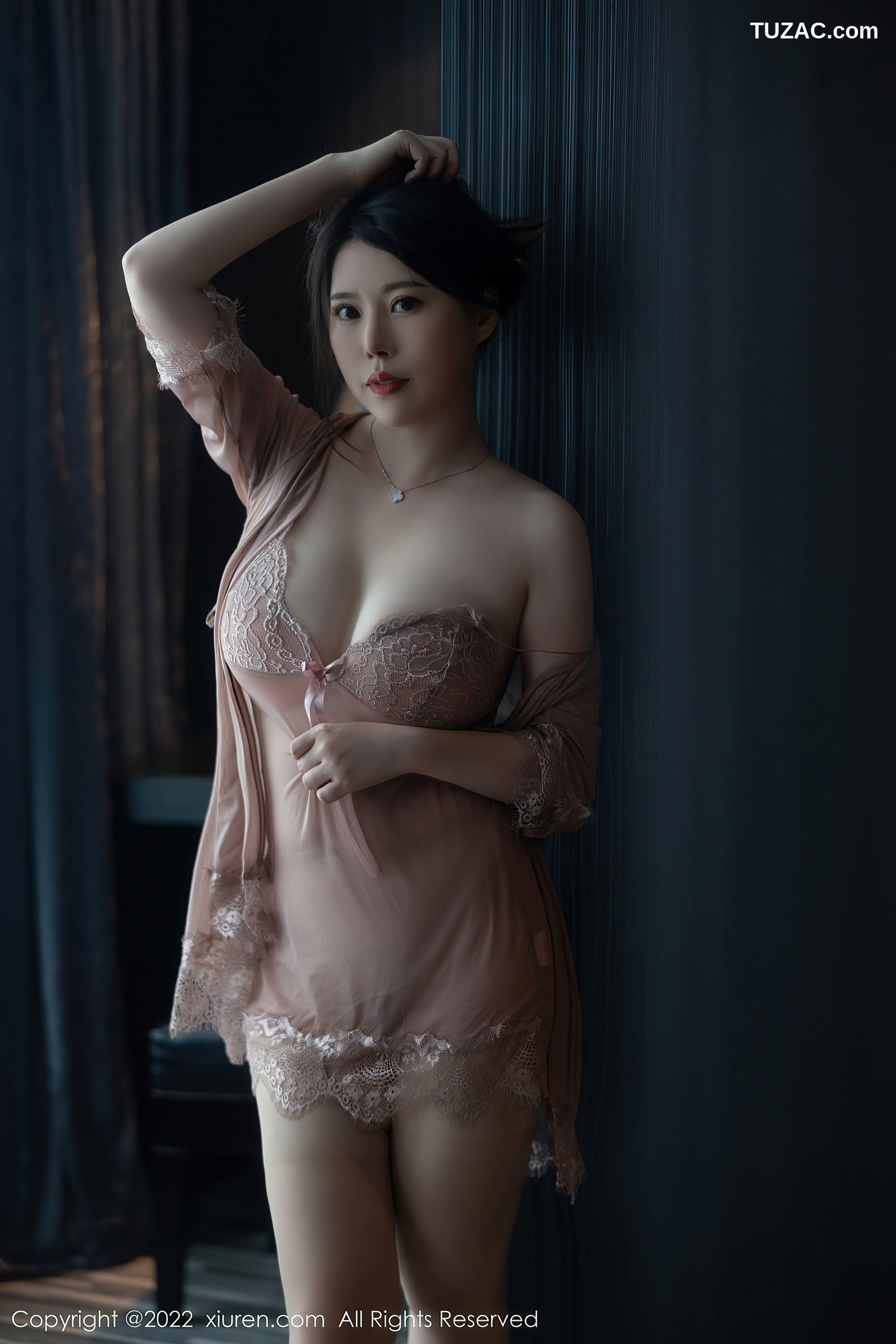 XiuRen-No.5641-白茹雪-暗粉透视睡衣蕾丝内衣