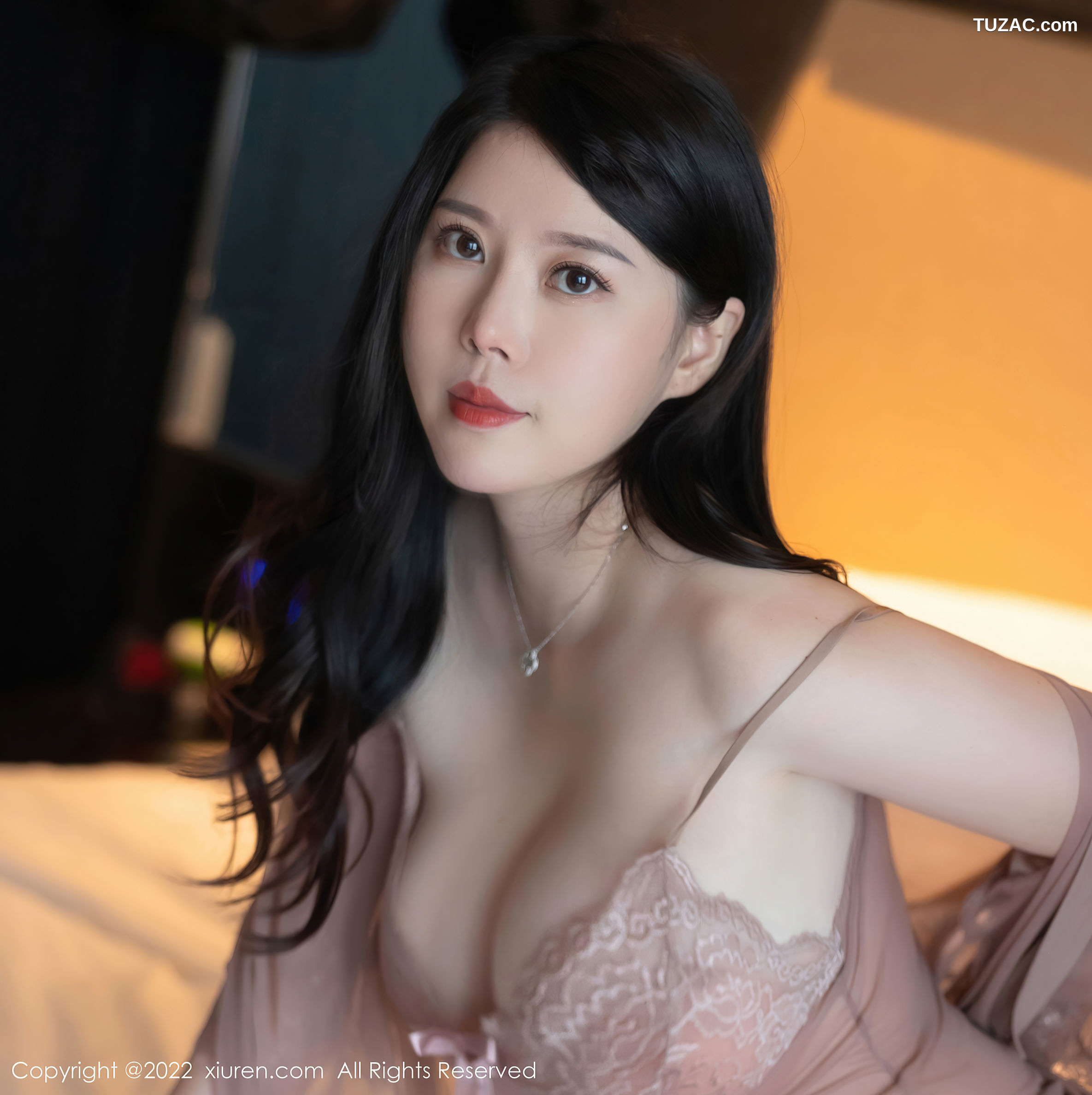 XiuRen-No.5641-白茹雪-暗粉透视睡衣蕾丝内衣