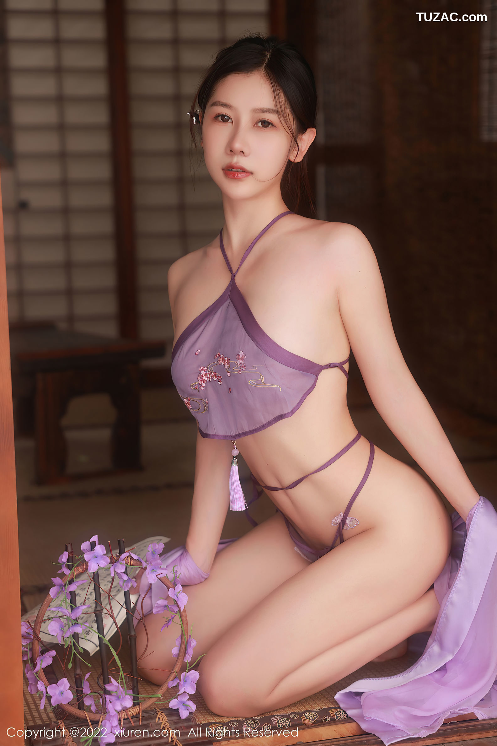 XiuRen-No.5642-尹甜甜-紫纱古风亵衣内裤琵琶女